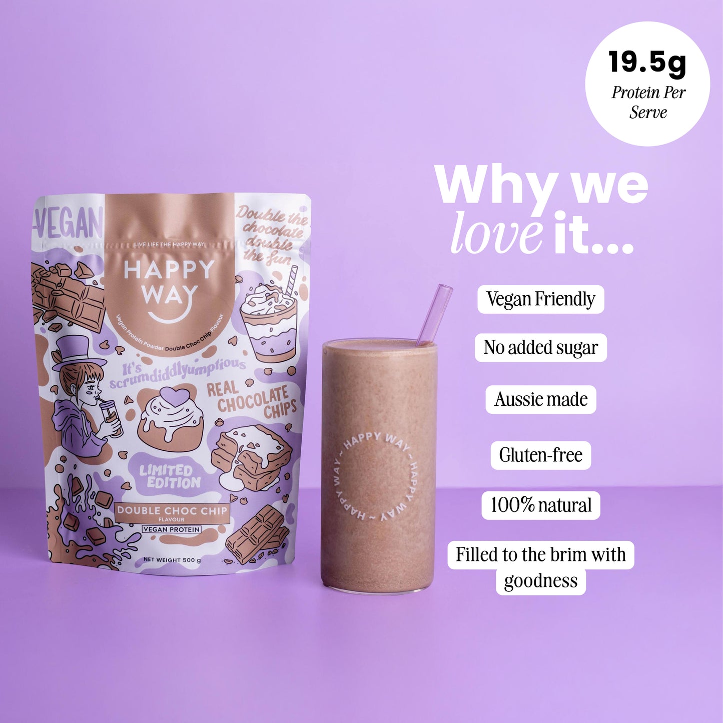 Double Choc Chip Vegan Protein Powder 500g