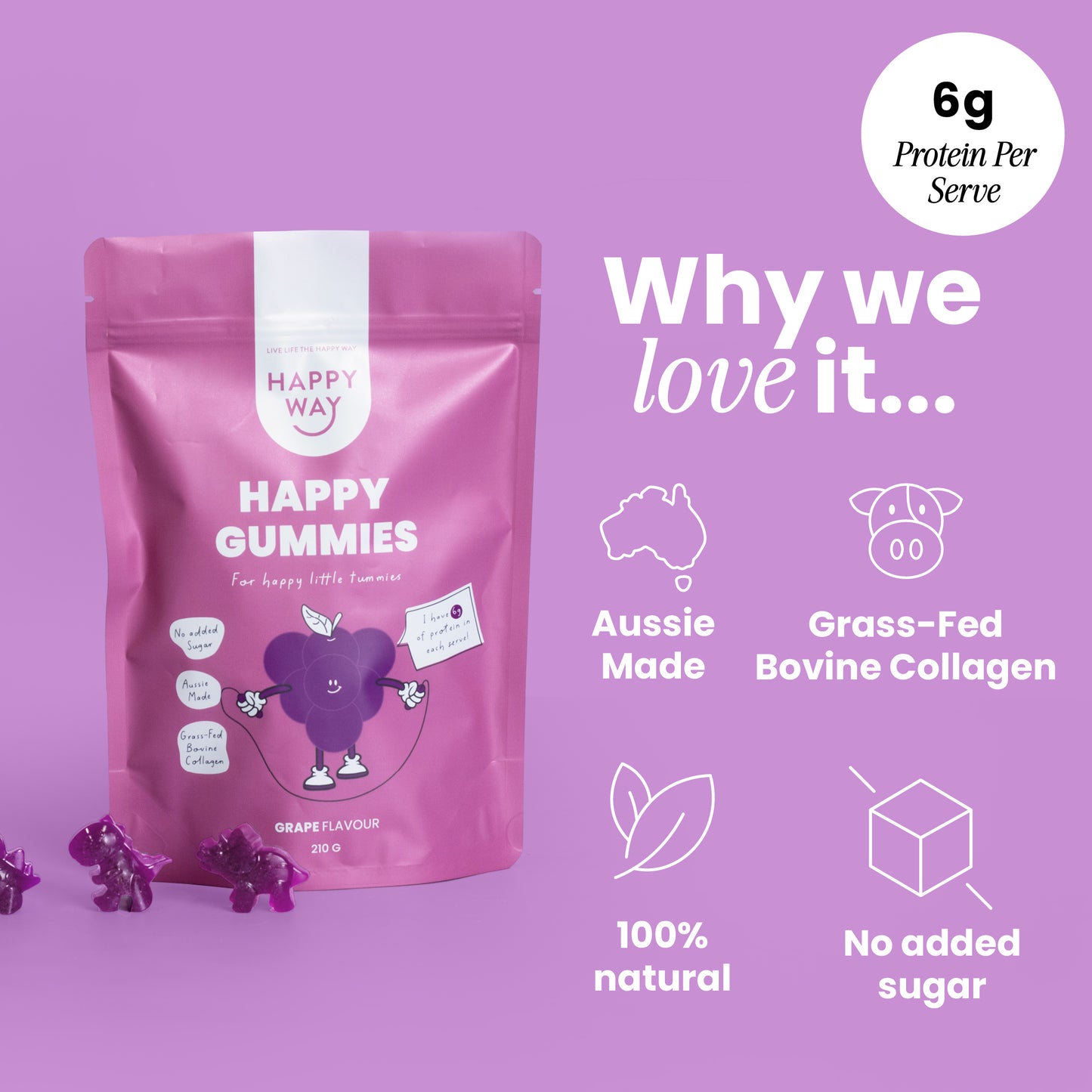 Grape Flavour Happy Gummies Mix 210g