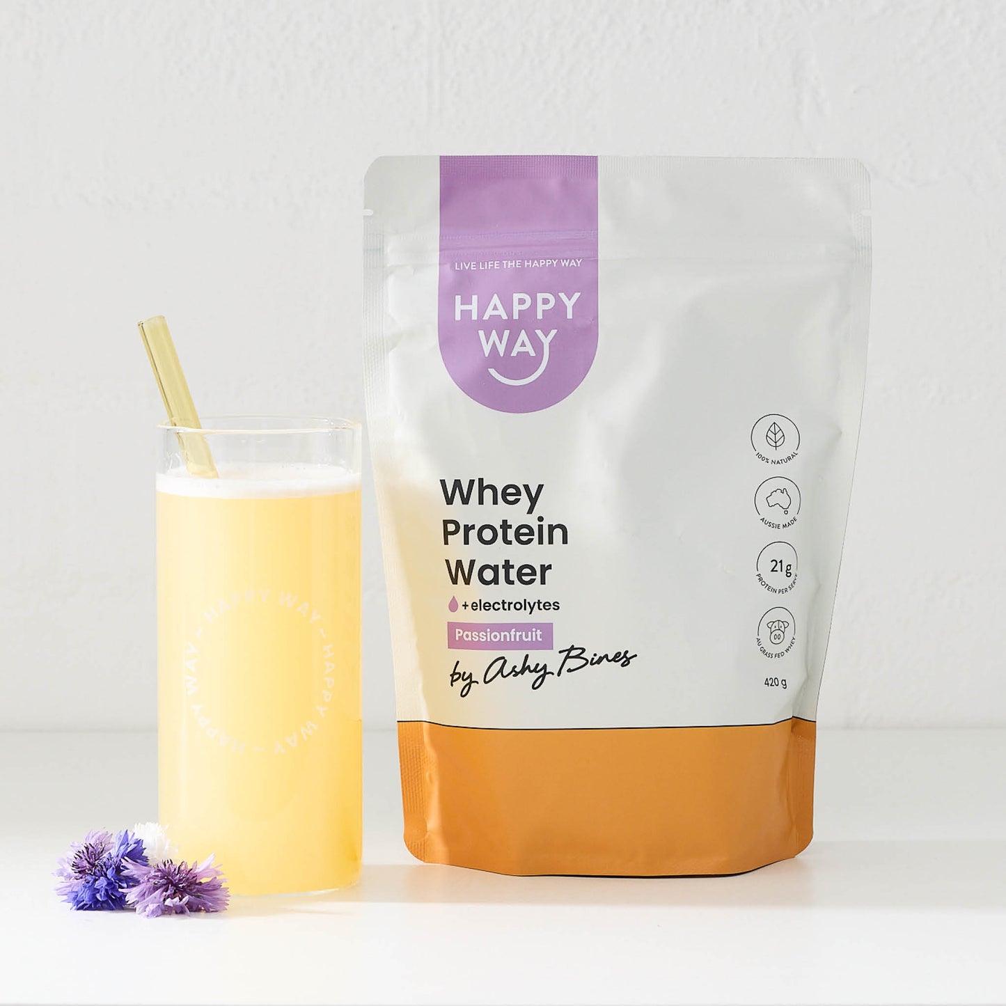 Ashy Bines Passionfruit Whey Protein Water Powder 420g