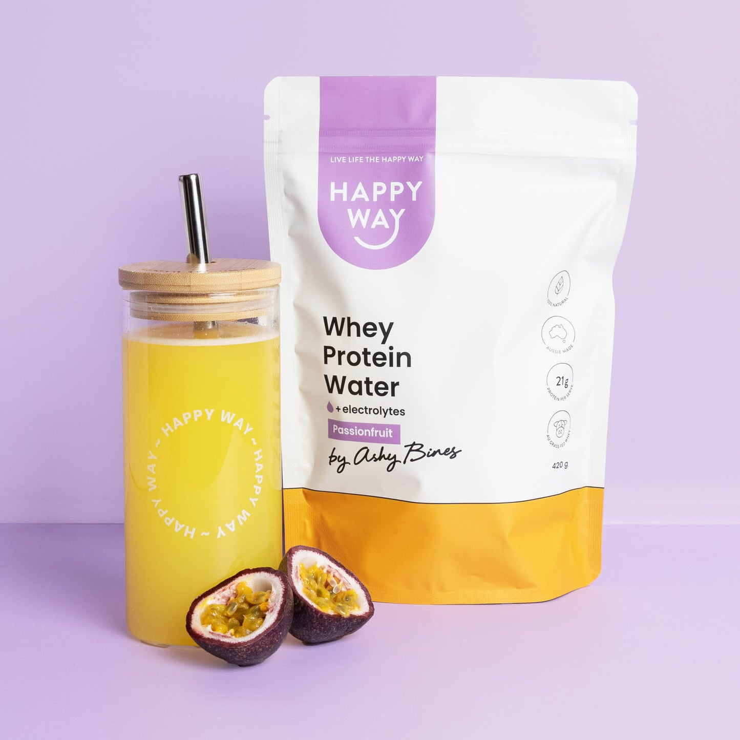 Ashy Bines Passionfruit Whey Protein Water Powder 420g