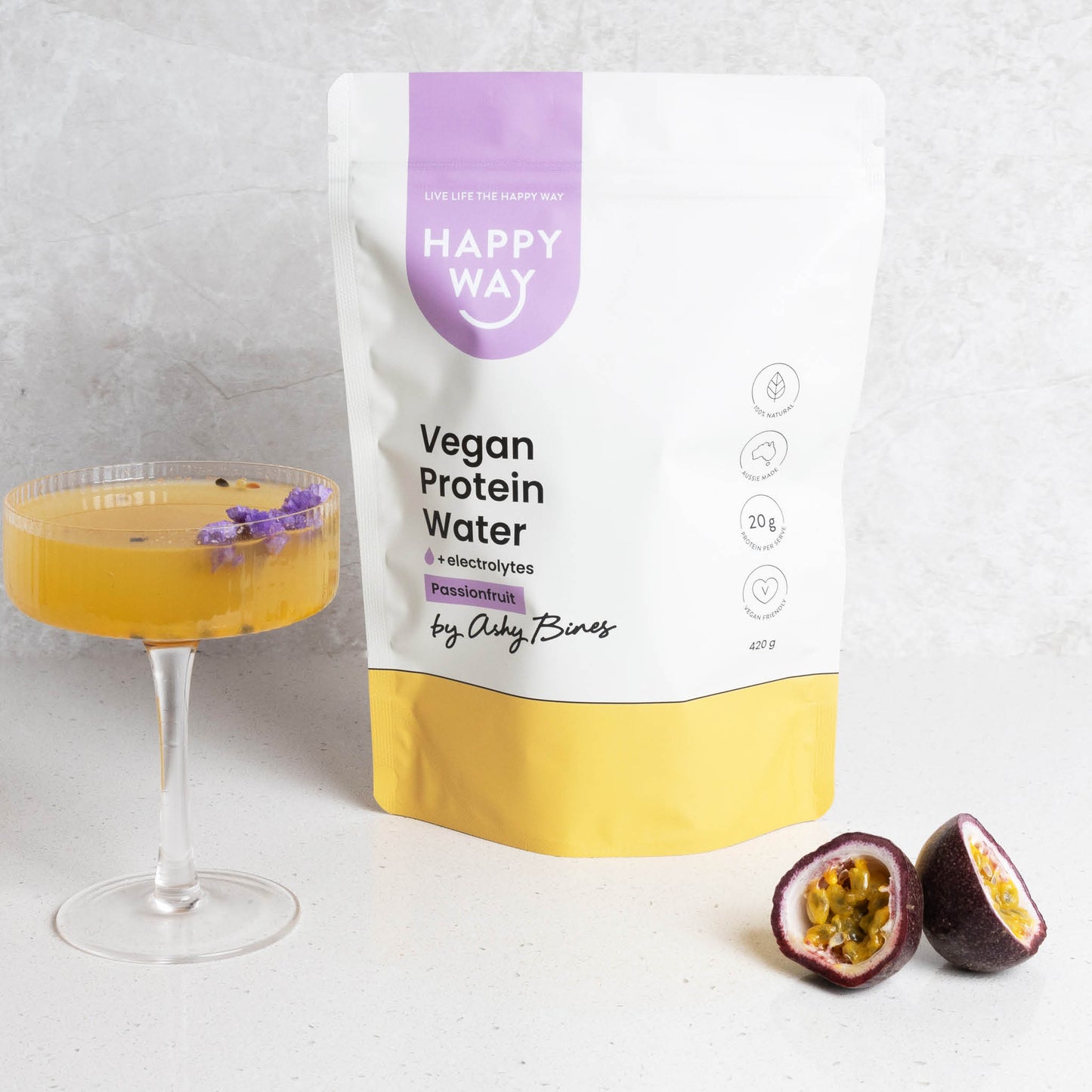 Ashy Bines Passionfruit Whey Protein Water Powder 420g