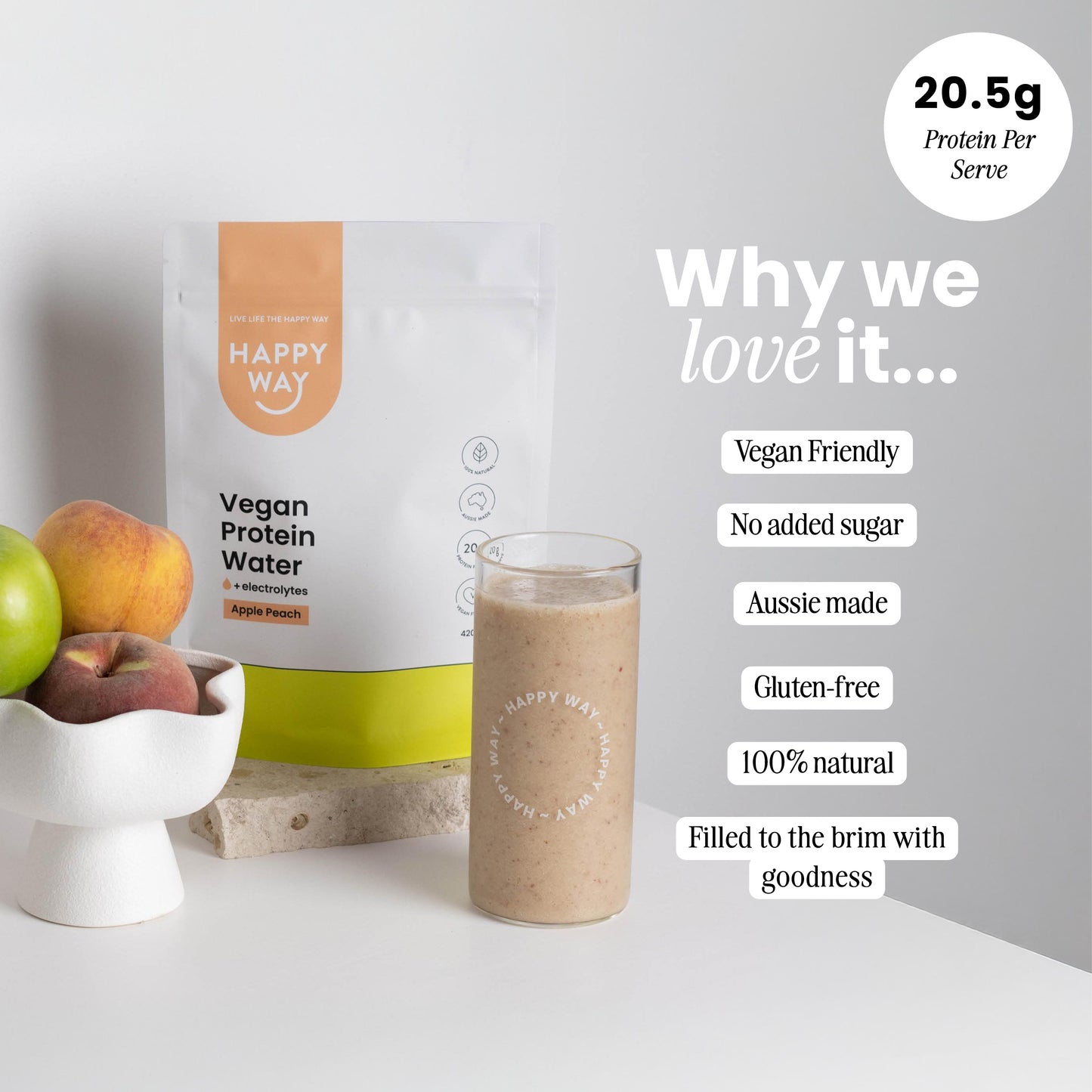 Apple Peach Vegan Protein Water Powder 420g