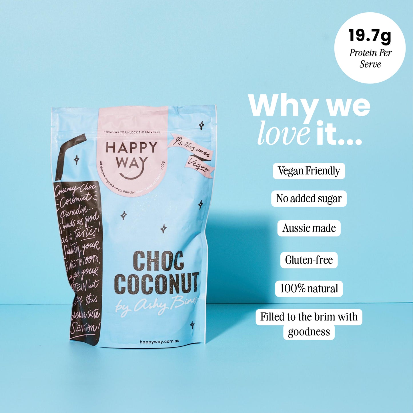 Ashy Bines Choc Coconut Vegan Protein Powder 500g
