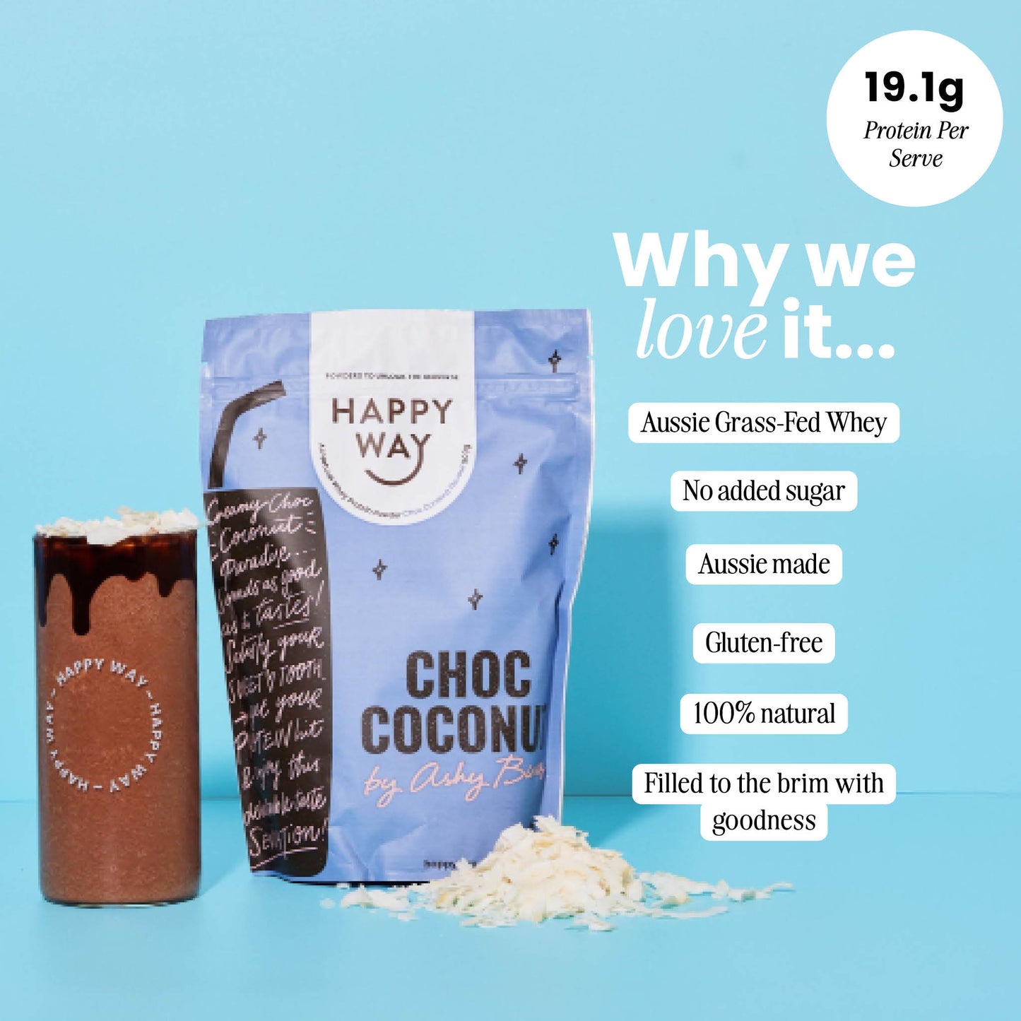 Ashy Bines Choc Coconut Whey Protein Powder 500g