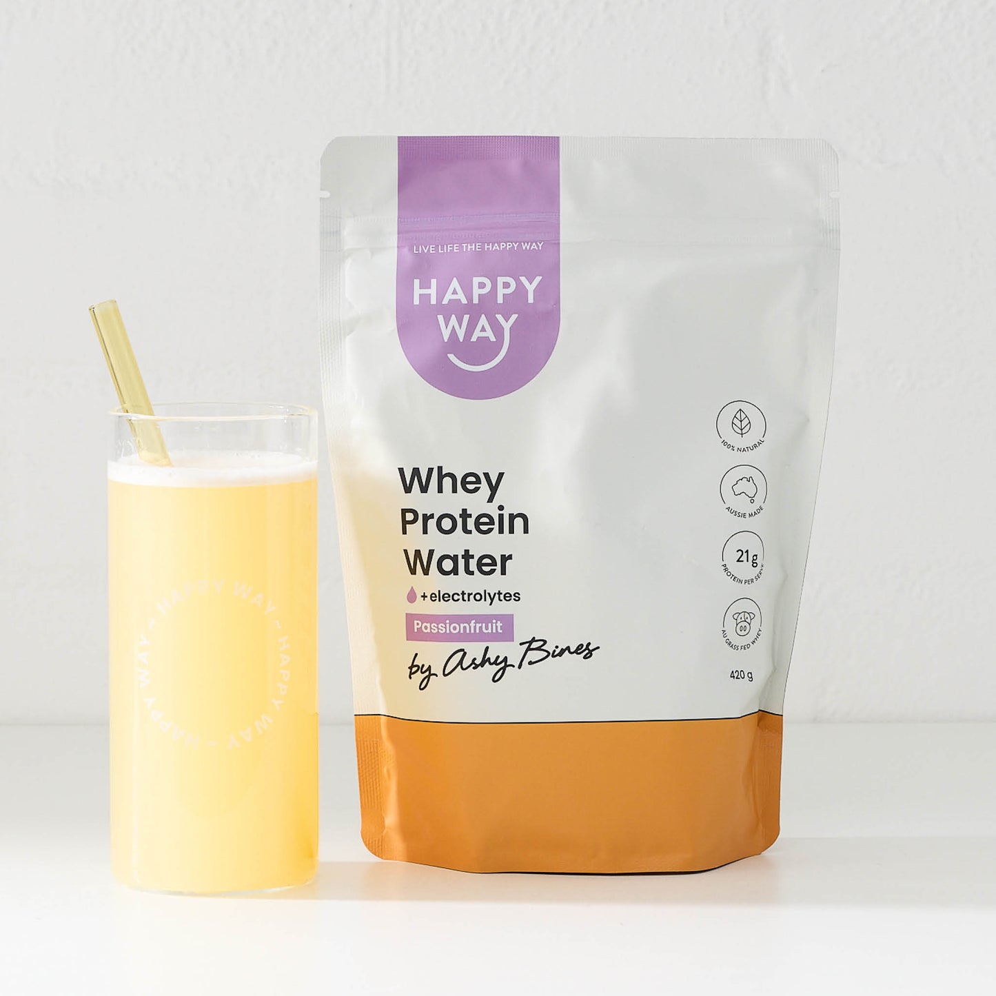 Ashy Bines Passionfruit Vegan Protein Water Powder 420g