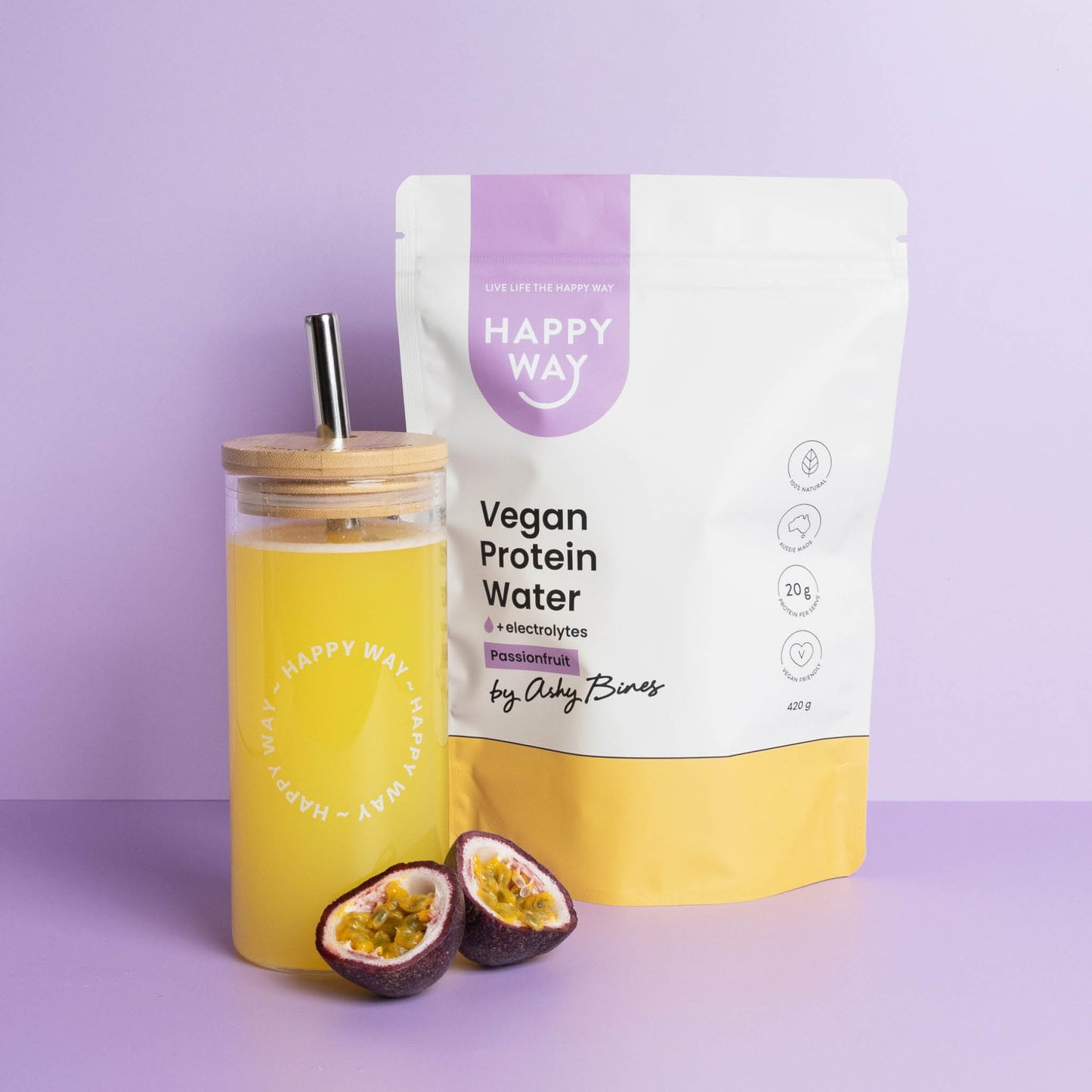 Ashy Bines Passionfruit Vegan Protein Water Powder 420g