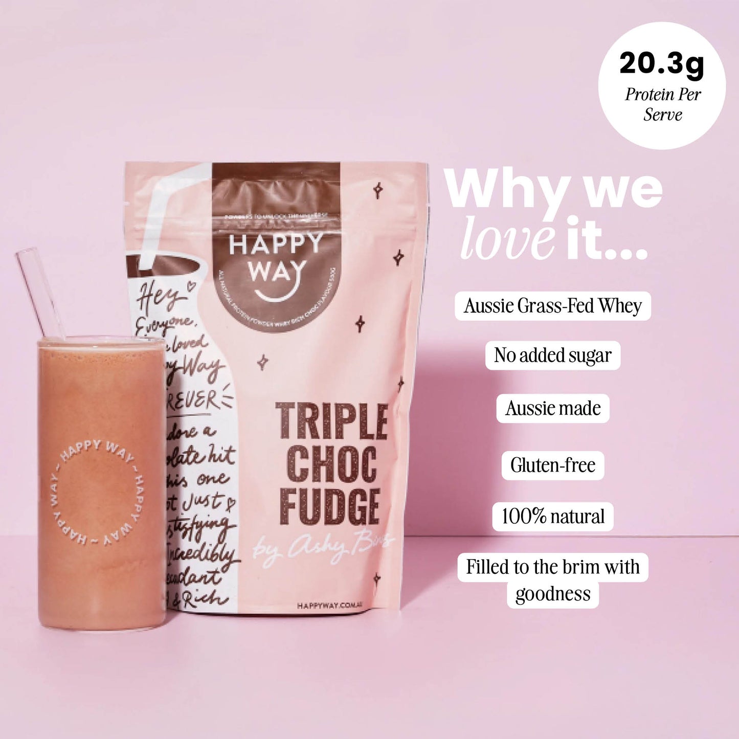 Ashy Bines Triple Choc Fudge Whey Protein Powder 500g