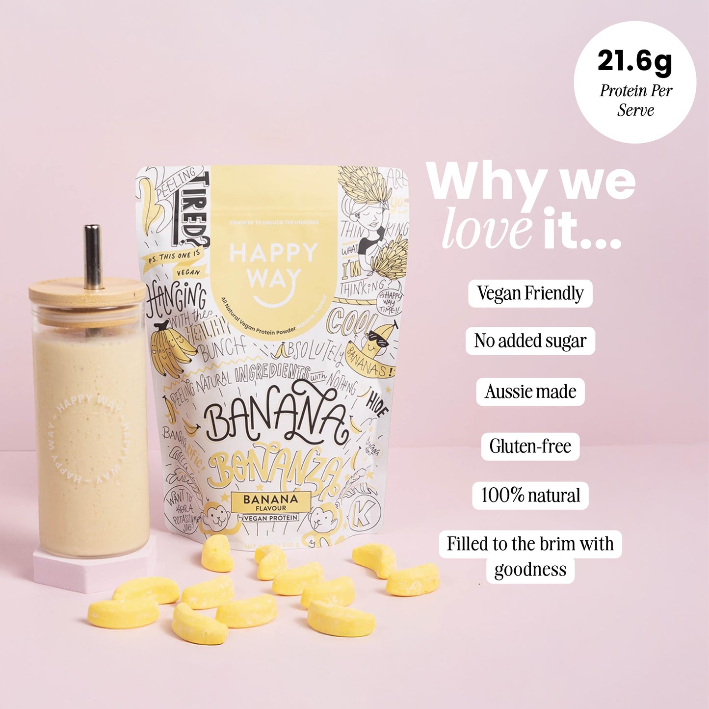 Banana Bonanza Vegan Protein Powder 500g