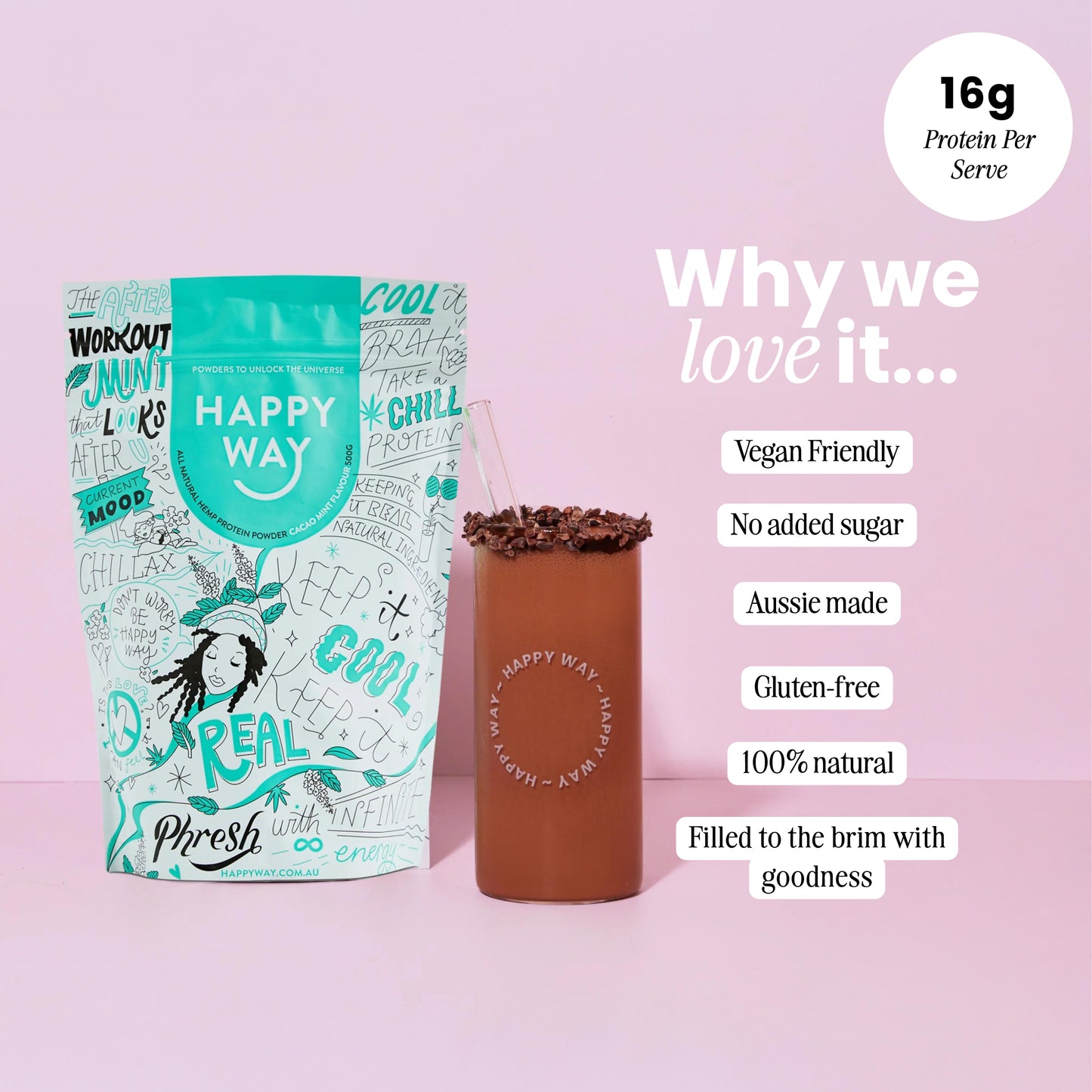 Cacao Mint Hemp Vegan Protein Powder 500g