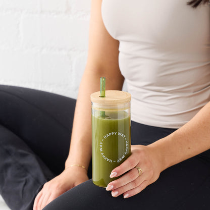Glass Tumbler w/ straw