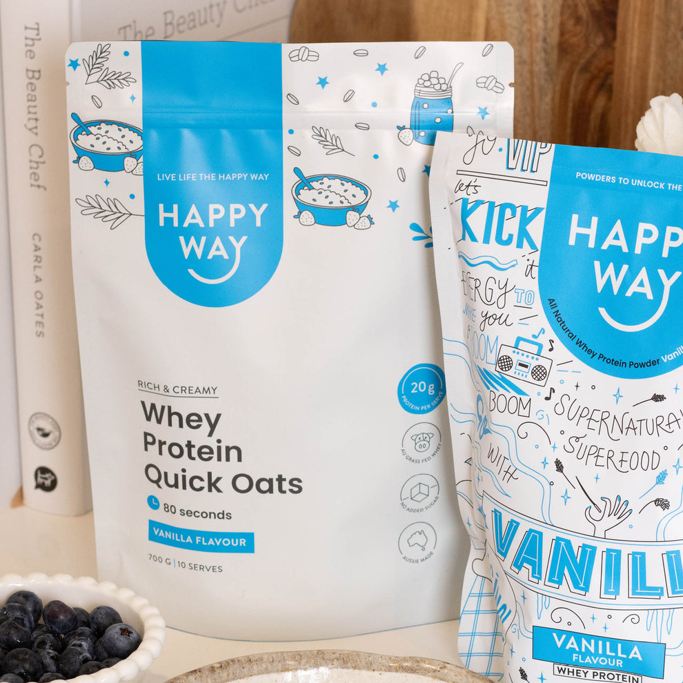 One Plus Way Protien Happy Way Vanilla Whey Protein Quick Oats (700g)