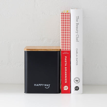Protein Tin w/ Bamboo Lid - Black