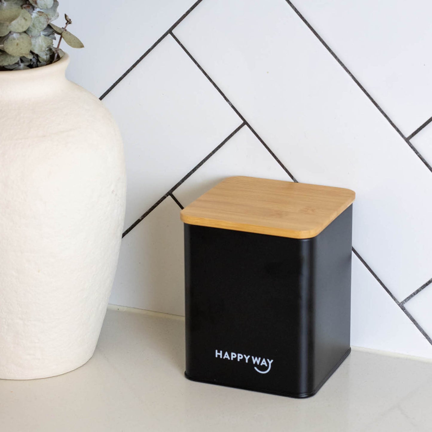 Protein Tin w/ Bamboo Lid - Black