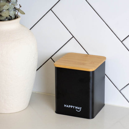Protein Tin w/ Bamboo Lid - Black