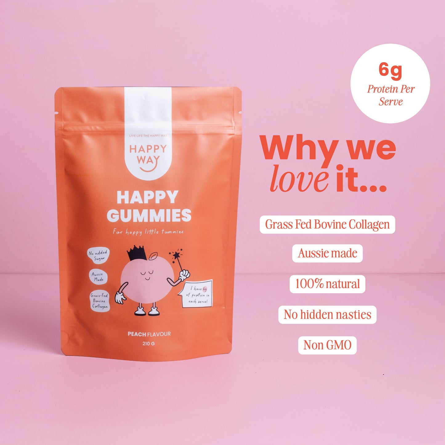 Peach Flavour Happy Gummies Mix 210g