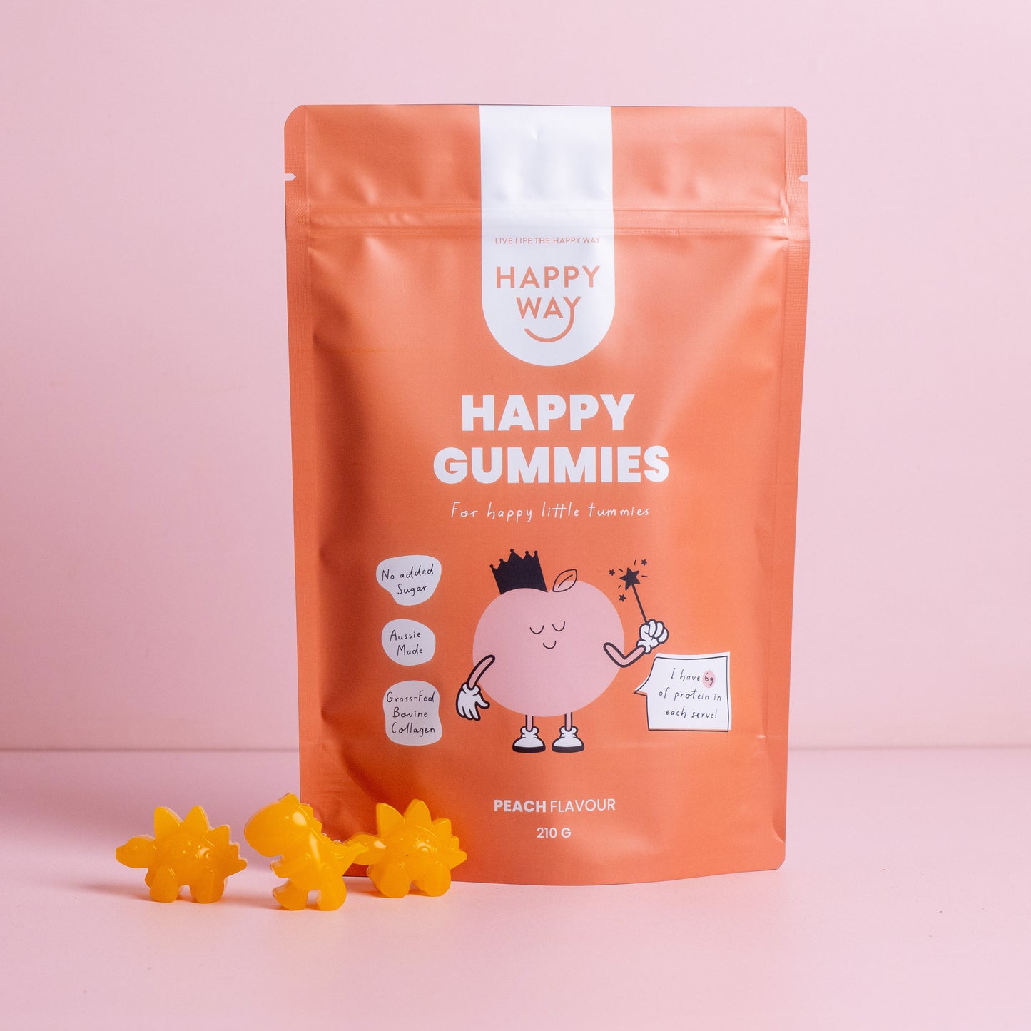 Peach Flavour Happy Gummies Mix 210g