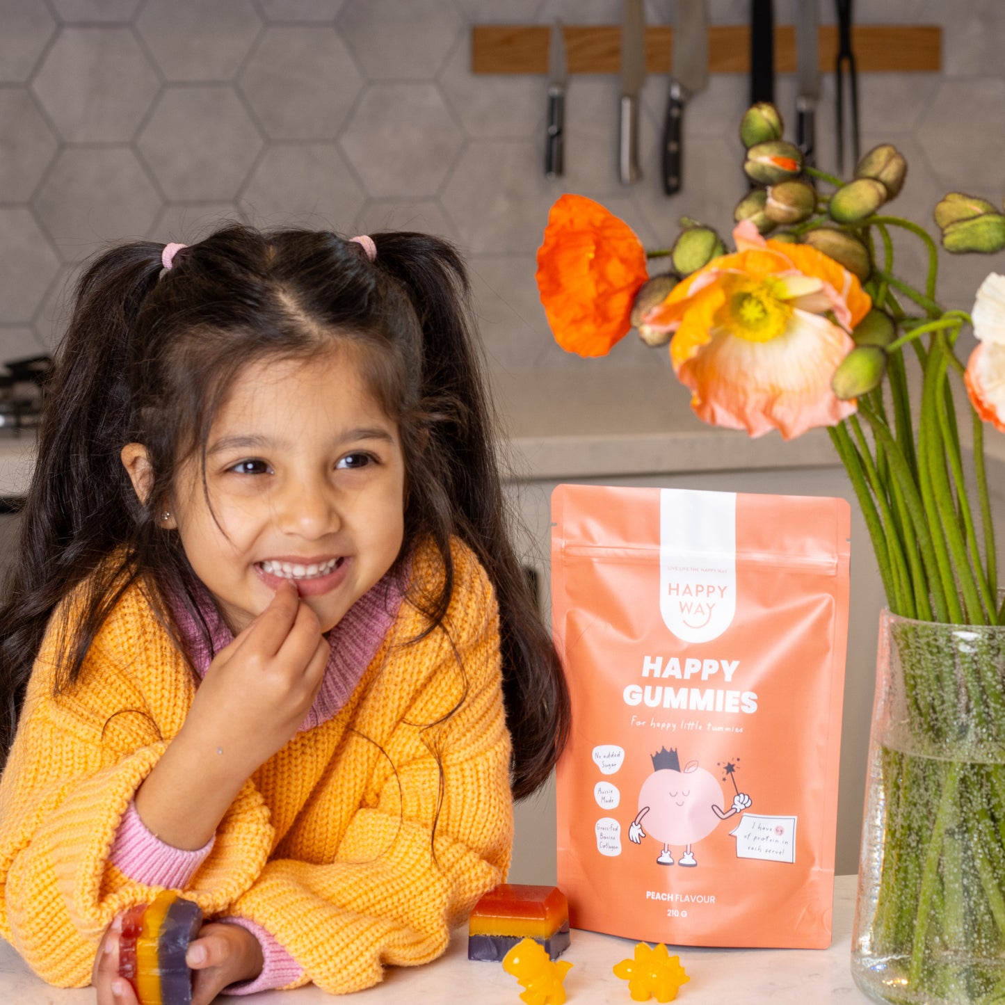 Peach Flavour Happy Gummies Mix 210g