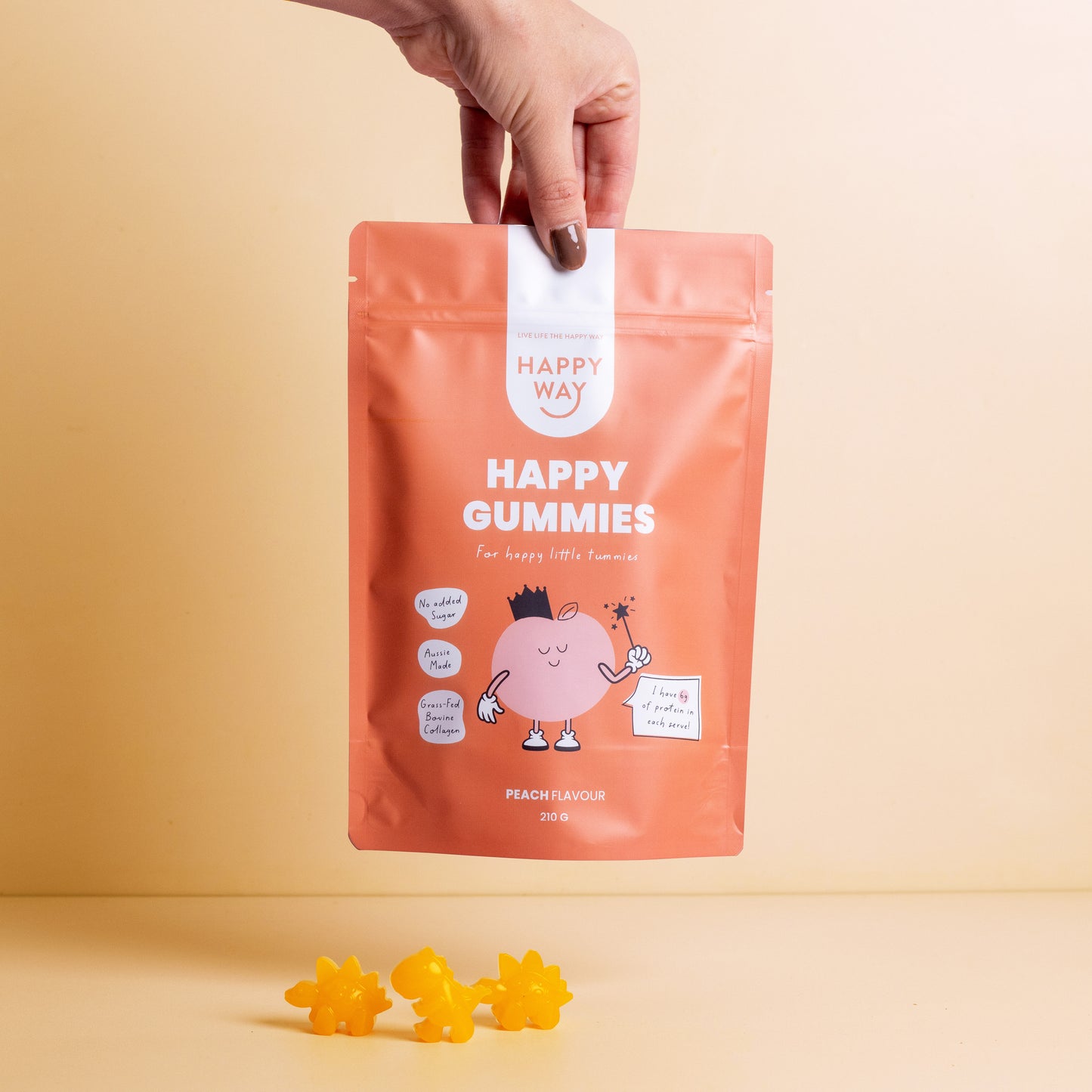Peach Flavour Happy Gummies Mix 210g