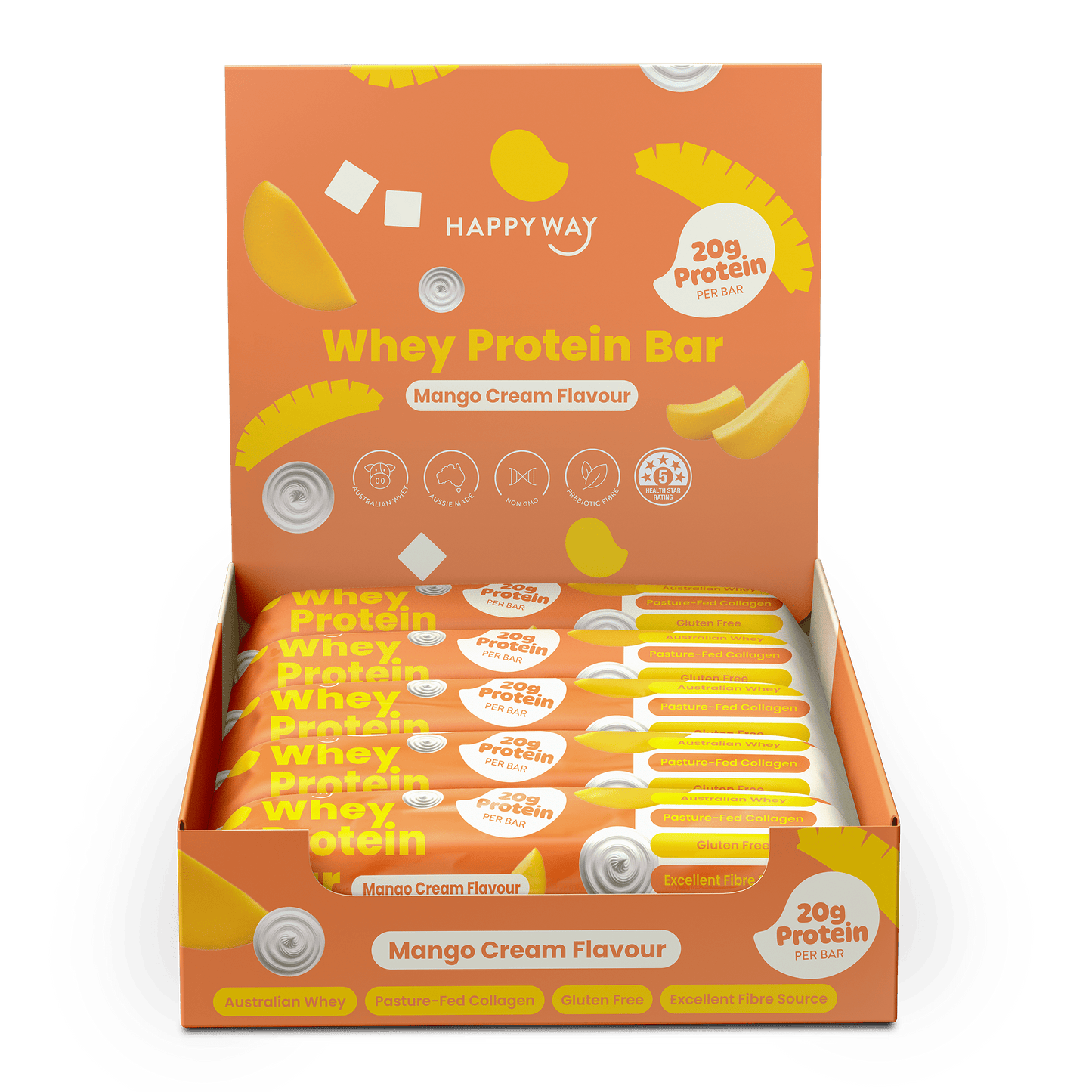 Whey Protein Bar Mango Cream Box – 10 x 60g Bars