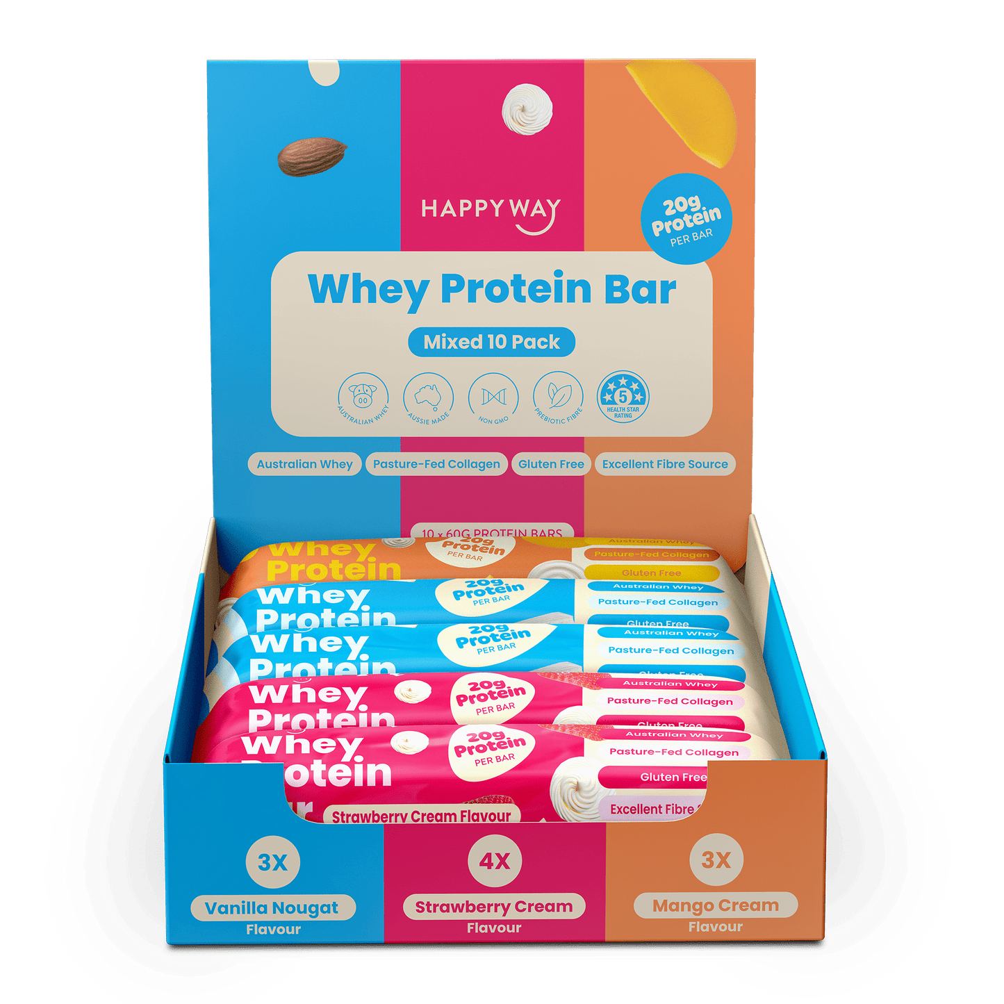 Whey Protein Bar Mixed Box – 10 x 60g Bars
