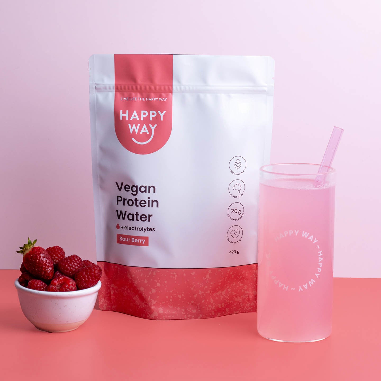 Sour Berry Vegan Protein Water Powder 420g