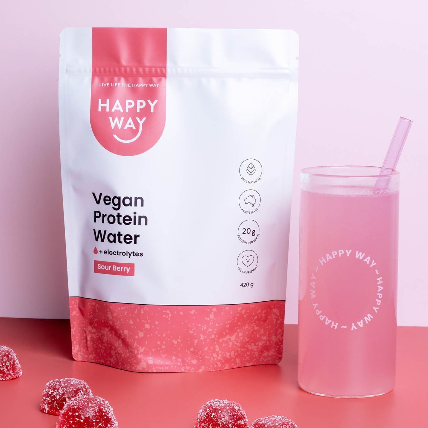 Sour Berry Vegan Protein Water Powder 420g