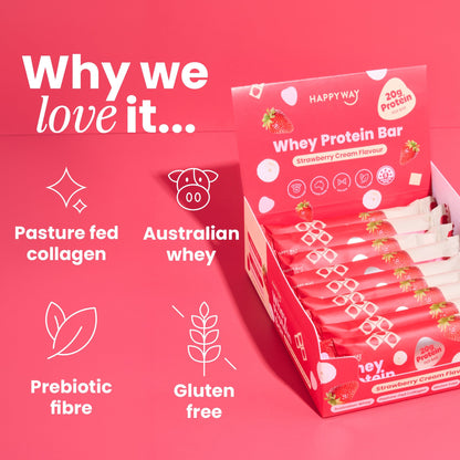 Whey Protein Bar Strawberry Cream Box – 10 x 60g Bars