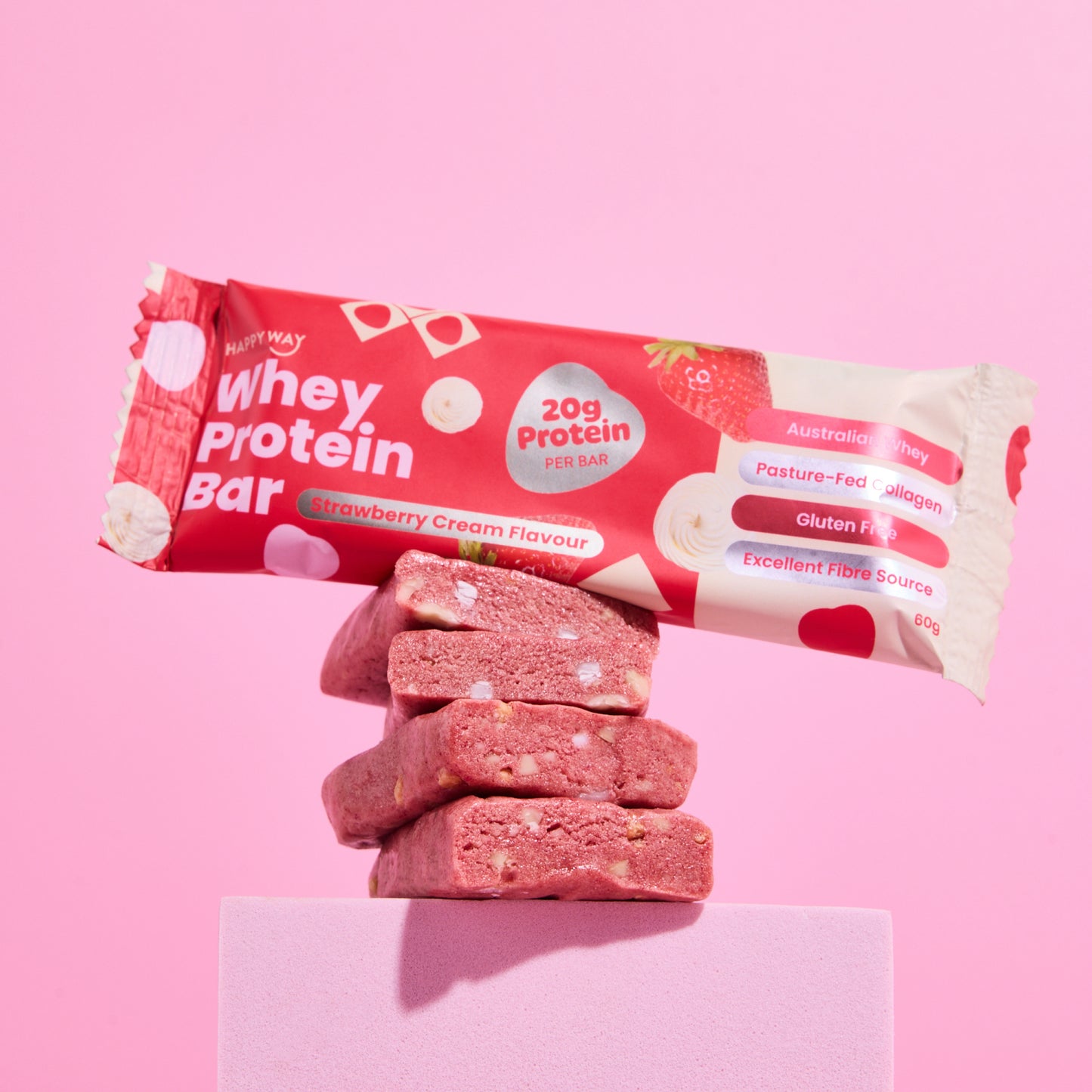 Whey Protein Bar Strawberry Cream Box – 10 x 60g Bars