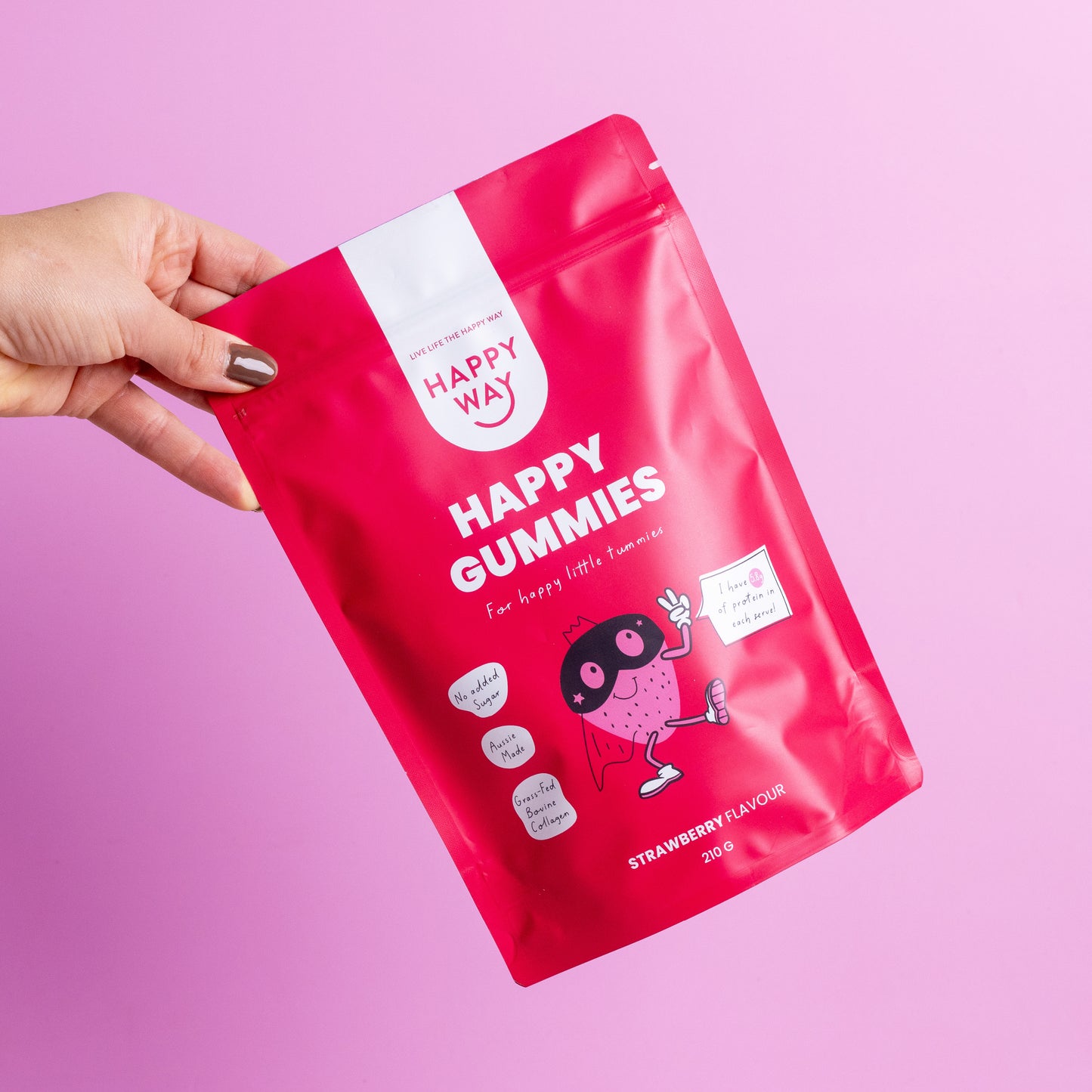 Strawberry Flavour Happy Gummies Mix 210g
