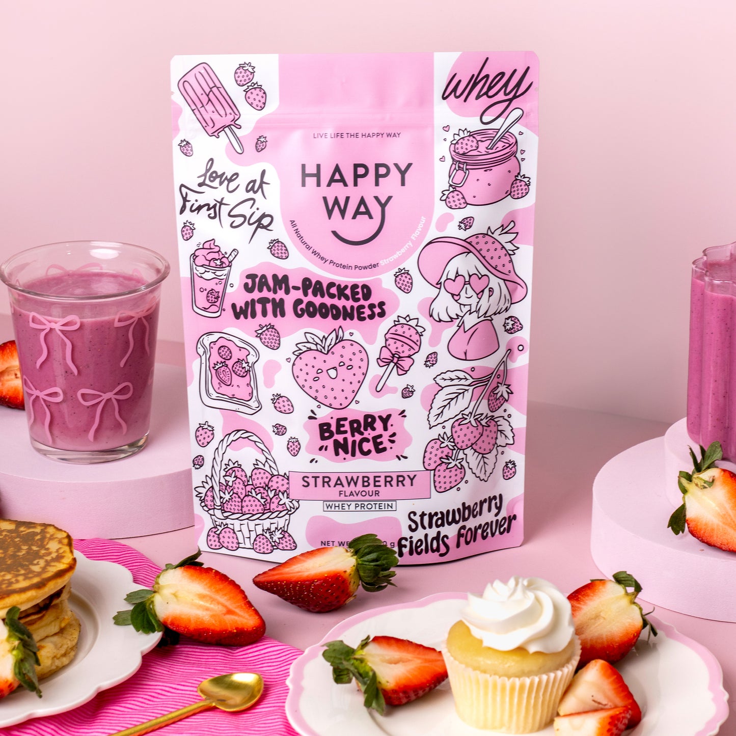 Strawberry Whey Protein Powder 500g