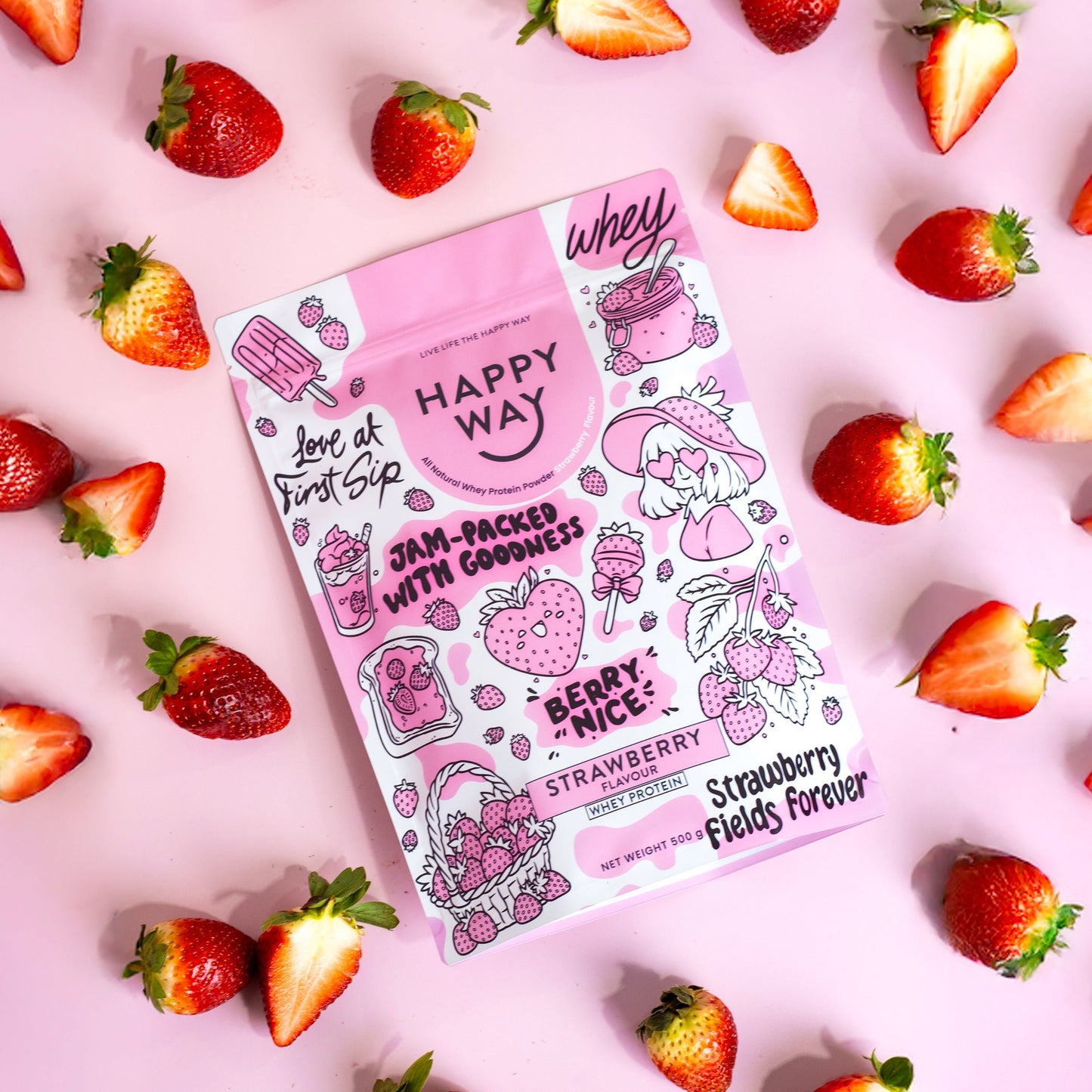 Strawberry Whey Protein Powder 500g