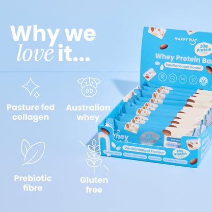 Whey Protein Bar Vanilla Nougat Box – 10 x 60g Bars