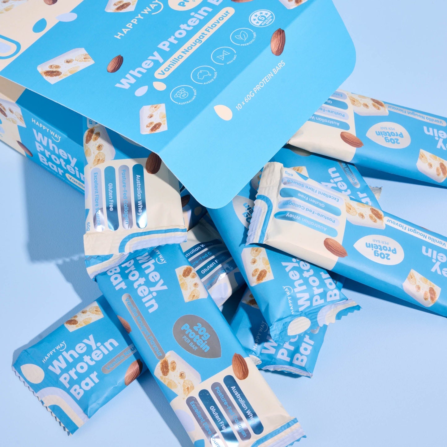 Whey Protein Bar Vanilla Nougat Box – 10 x 60g Bars