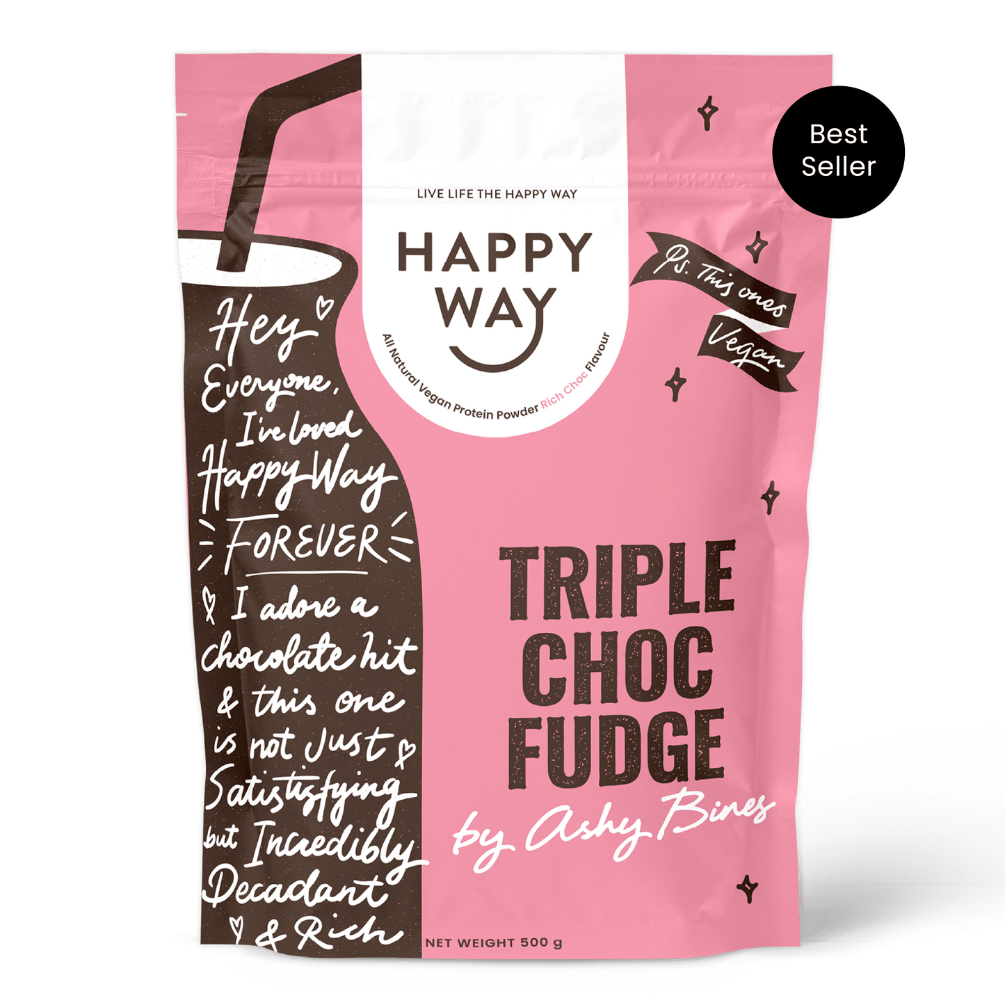 Ashy Bines Triple Choc Fudge Vegan Protein Powder 500g