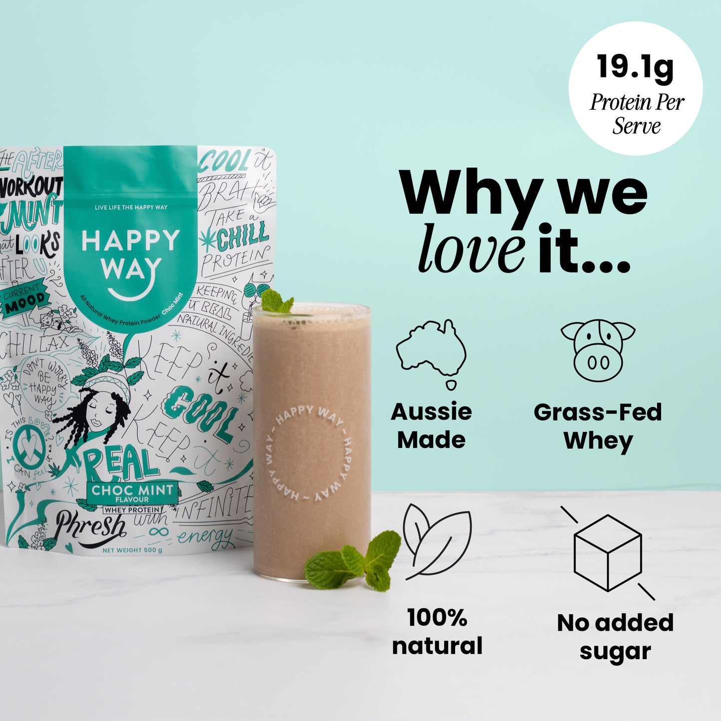 Choc Mint Whey Protein Powder 500g
