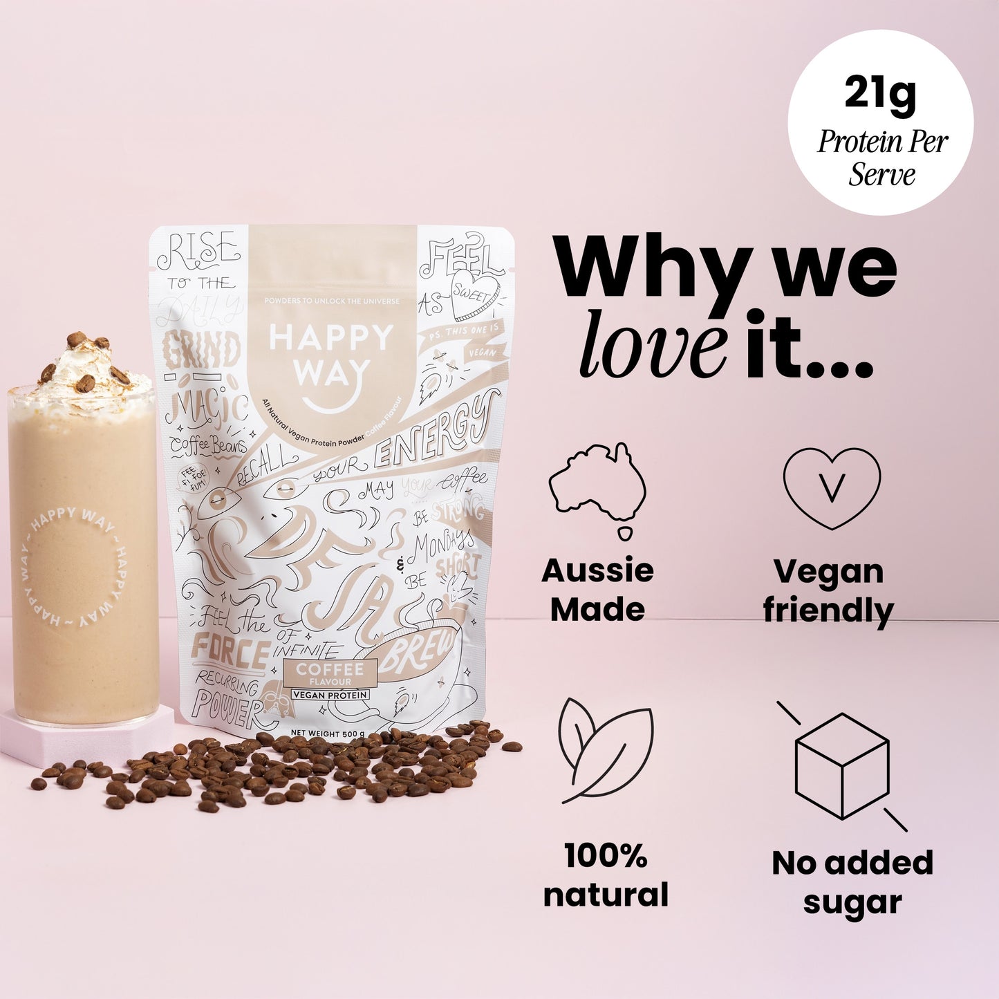 Deja Brew Coffee Vegan Protein Powder 500g