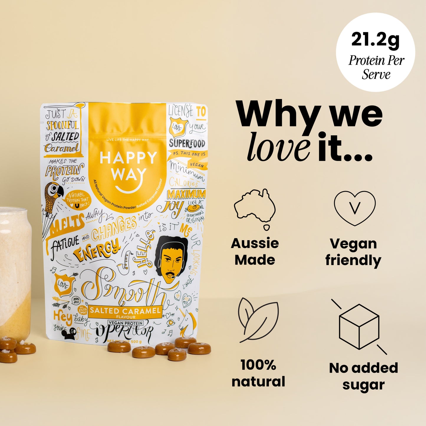 Smooth Operator Salted Caramel Vegan Protein Powder 500g