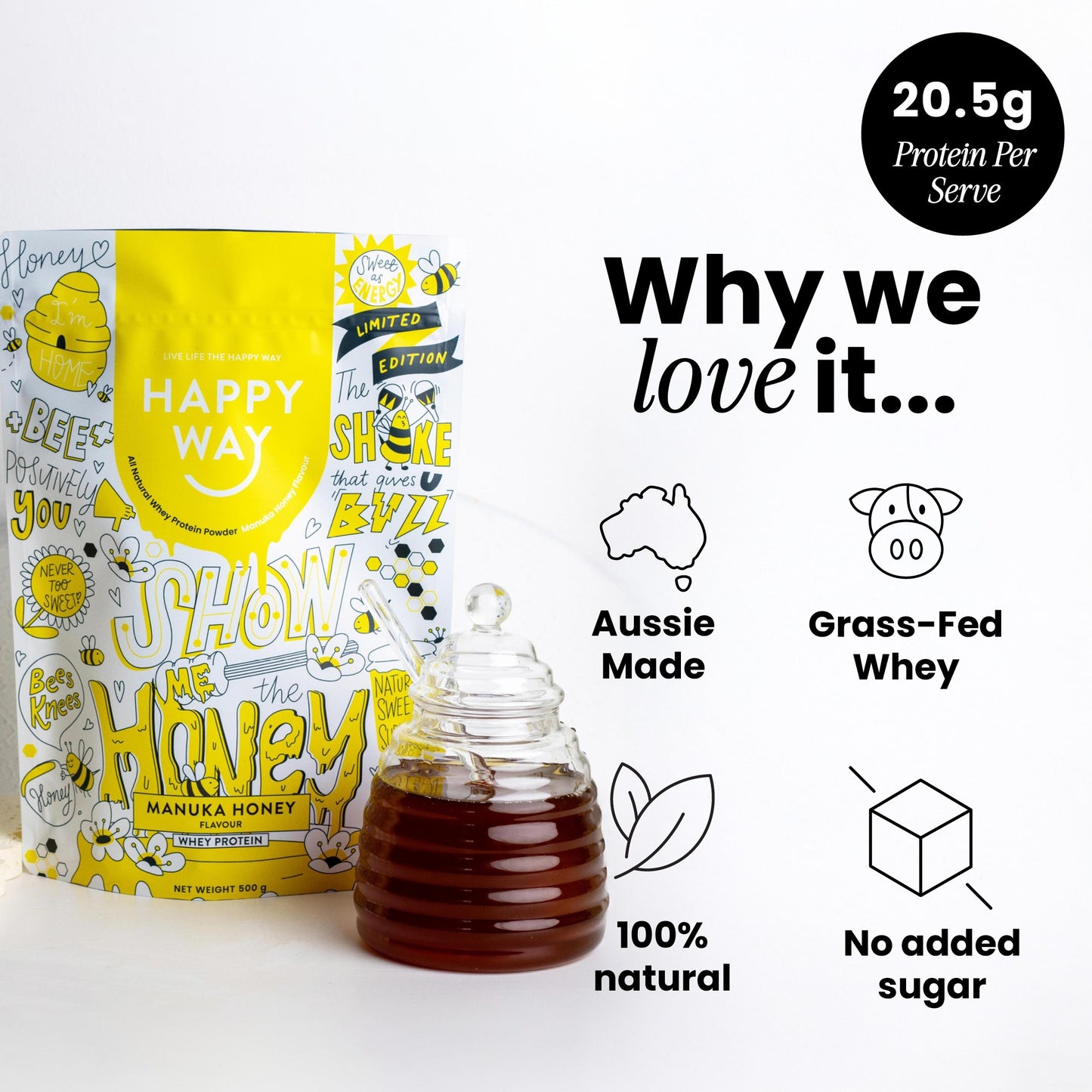 Manuka Honey Whey Protein Powder 500g