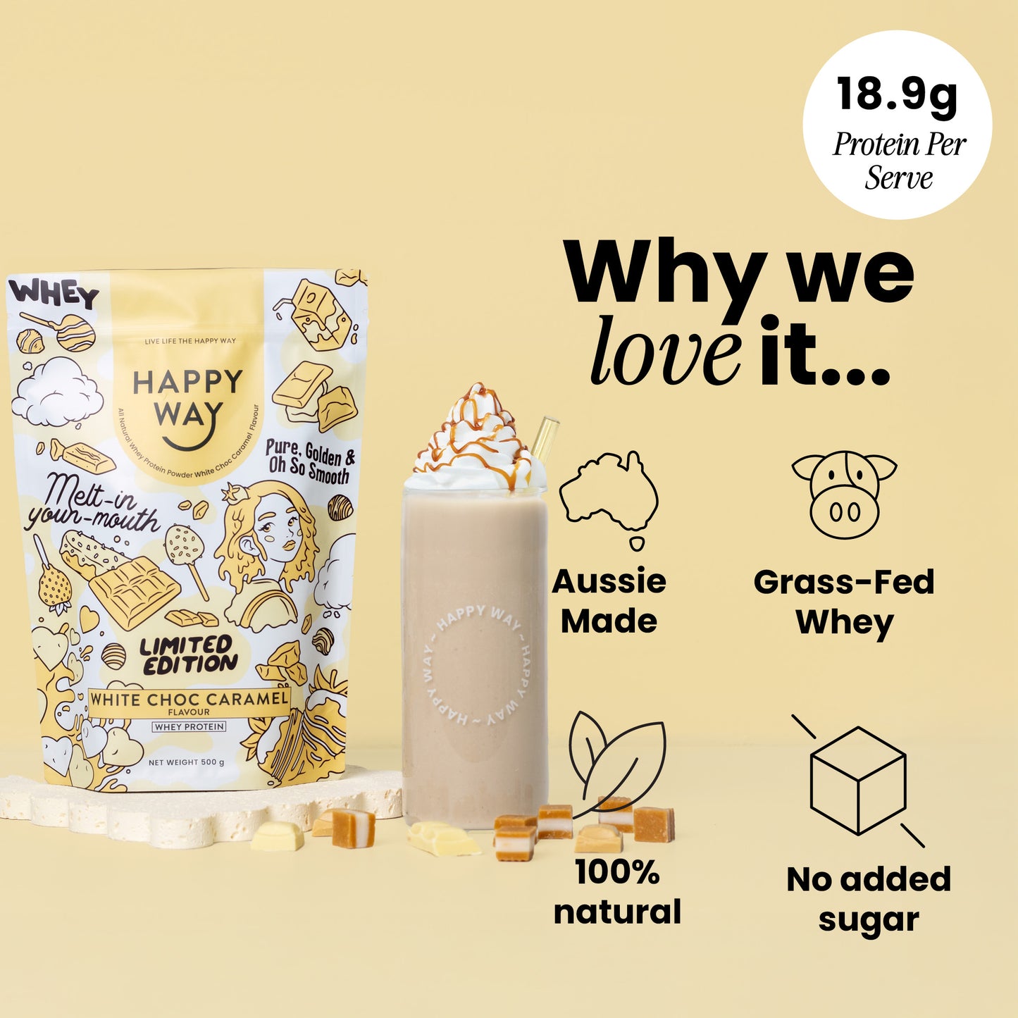 White Chocolate Caramel Whey Protein Powder 500g