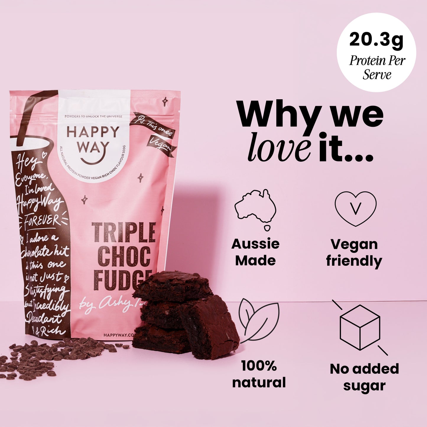 Ashy Bines Triple Choc Fudge Vegan Protein Powder 500g