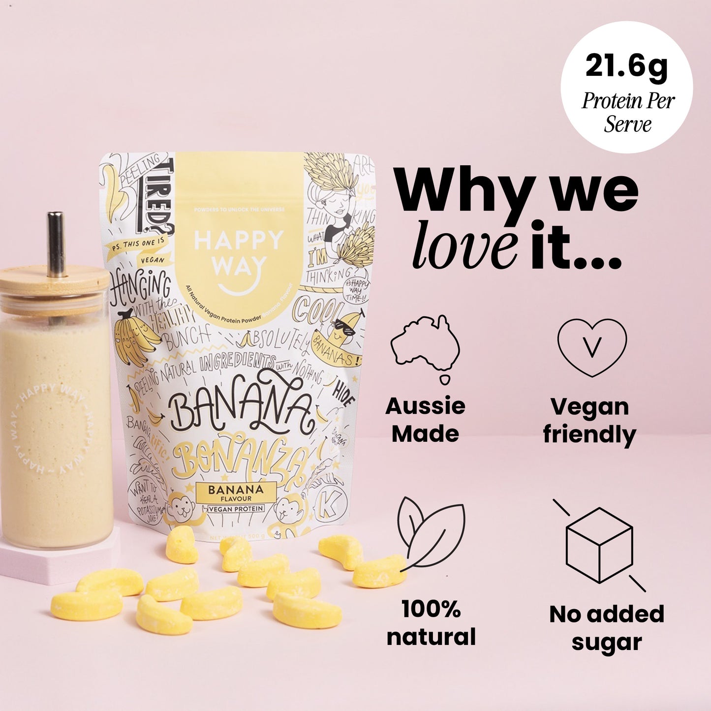 Banana Bonanza Vegan Protein Powder 500g
