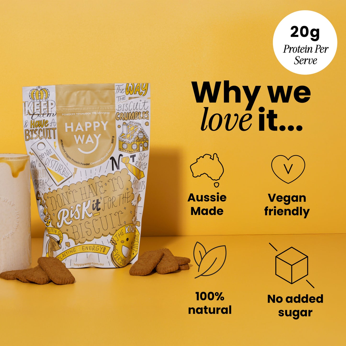 Caramel Biscuit Vegan Protein Powder 500g