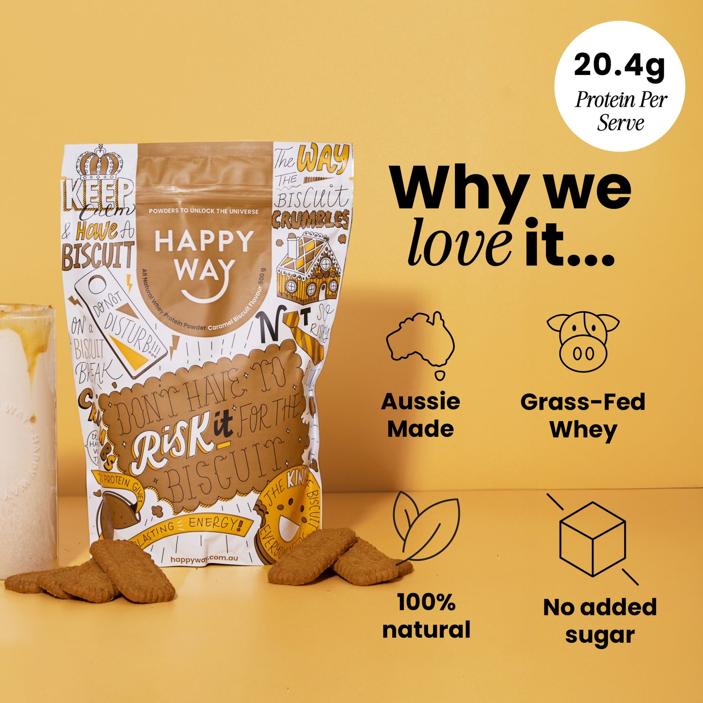 Caramel Biscuit Whey Protein Powder 500g