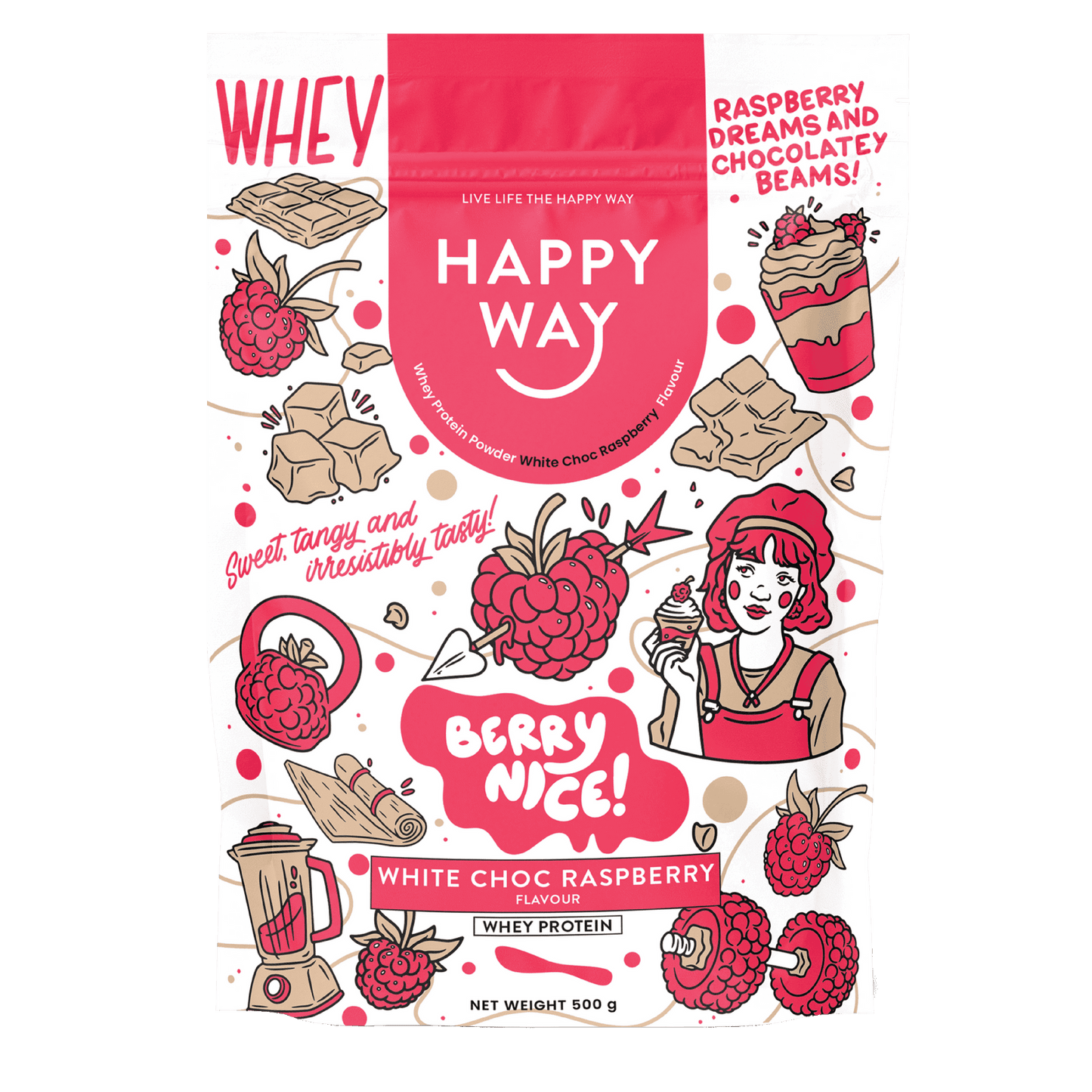 White Chocolate Raspberry Whey Protein Powder 500g