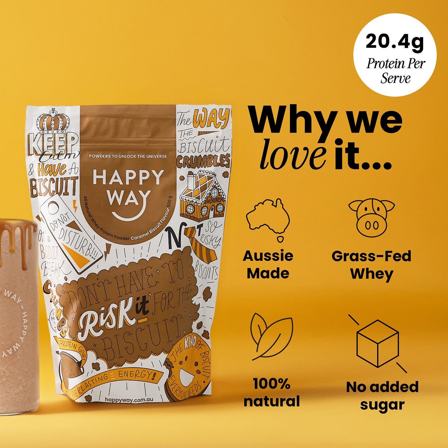 Caramel Biscuit Whey Protein Powder 500g