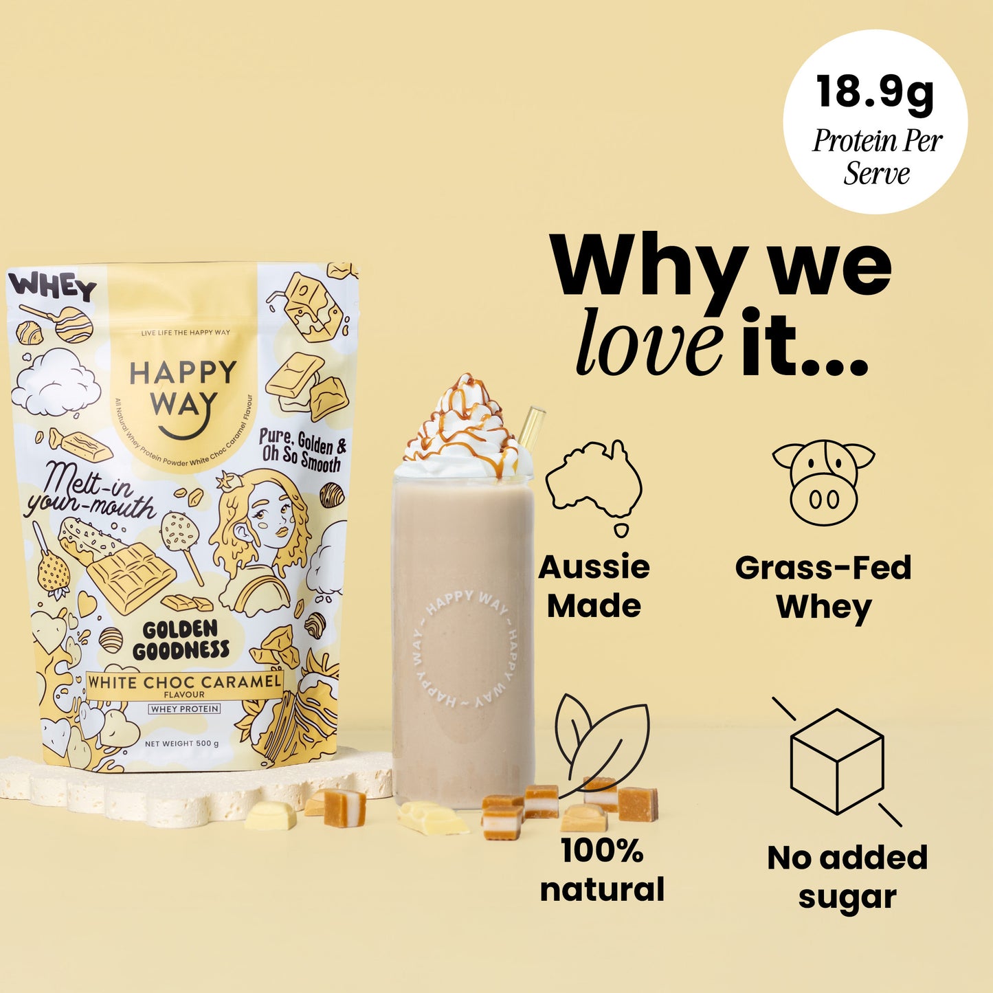 White Chocolate Caramel Whey Protein Powder 500g