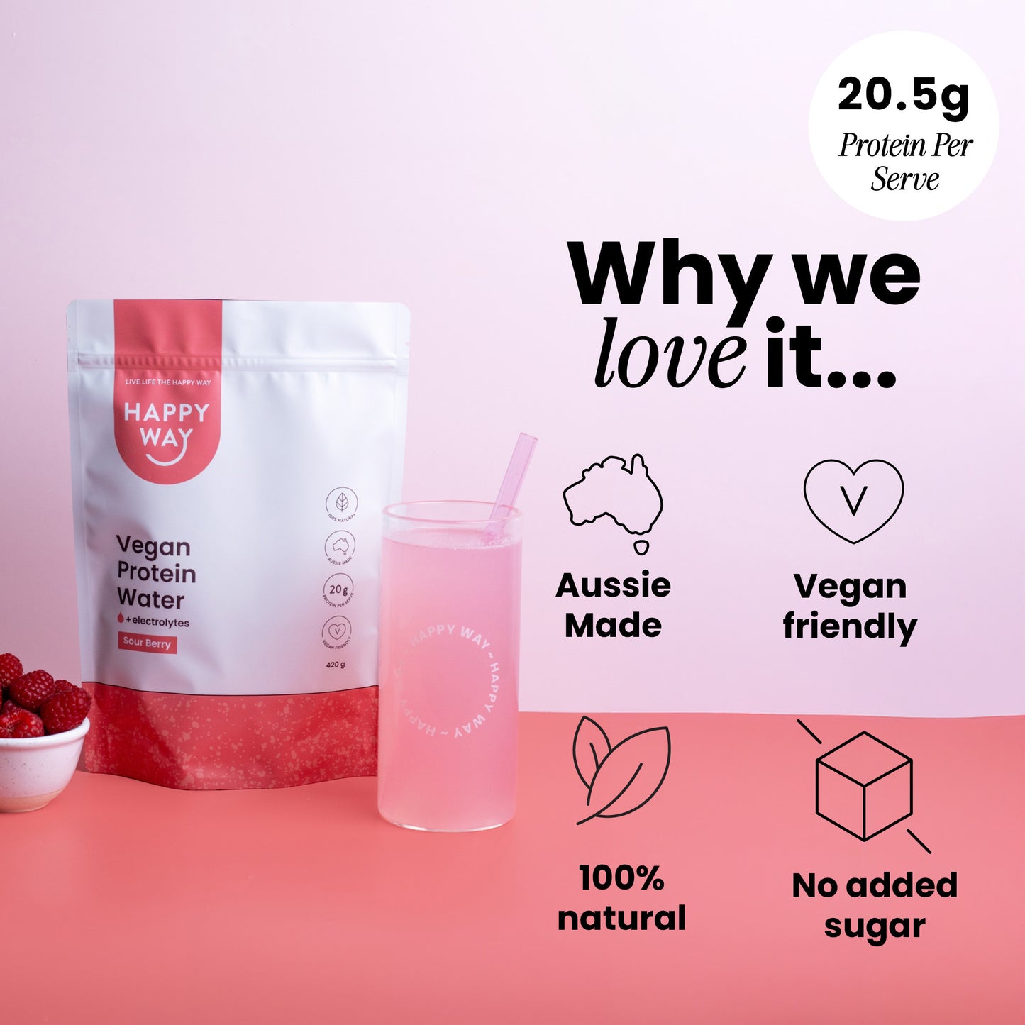 Sour Berry Vegan Protein Water Powder 420g