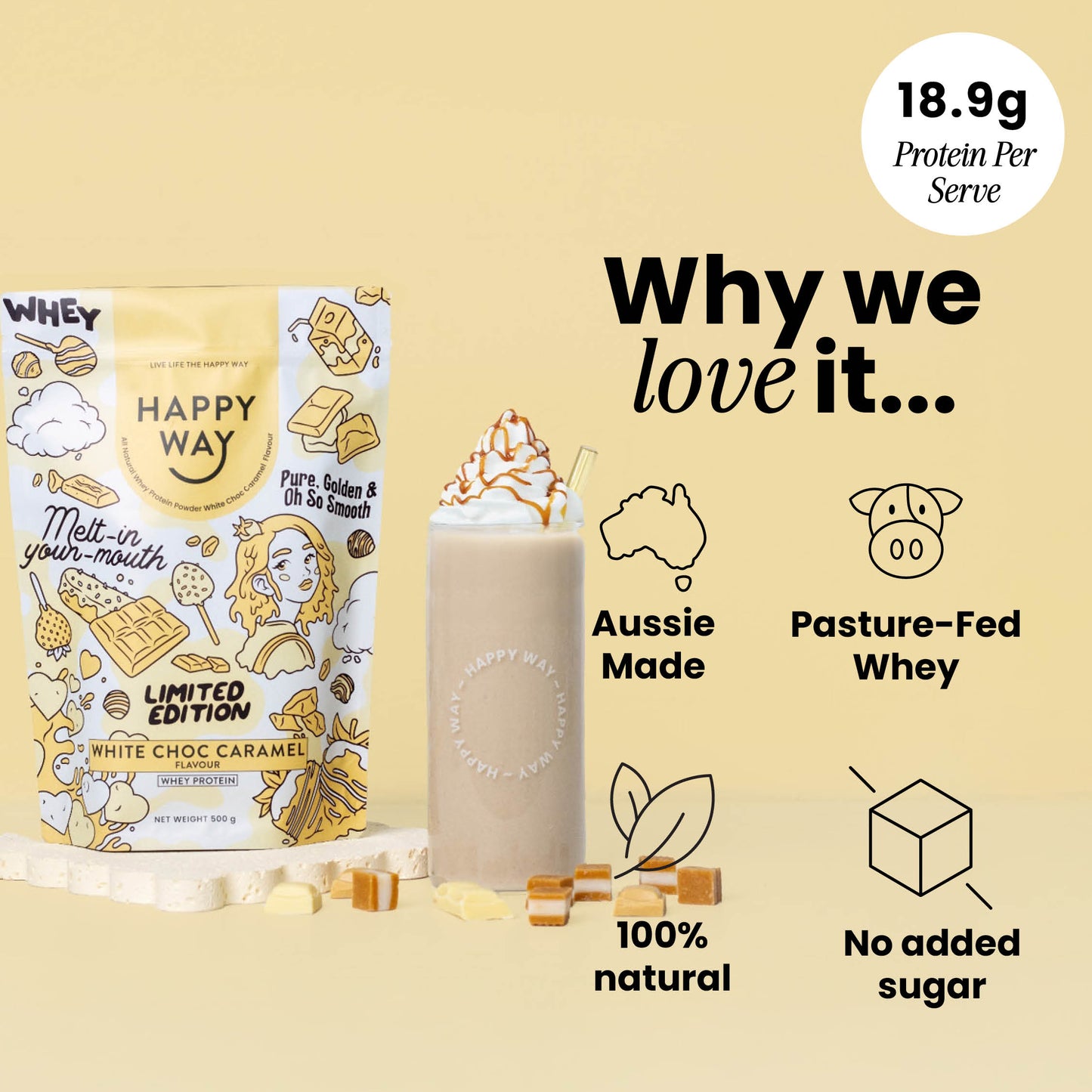 White Chocolate Caramel Whey Protein Powder 500g