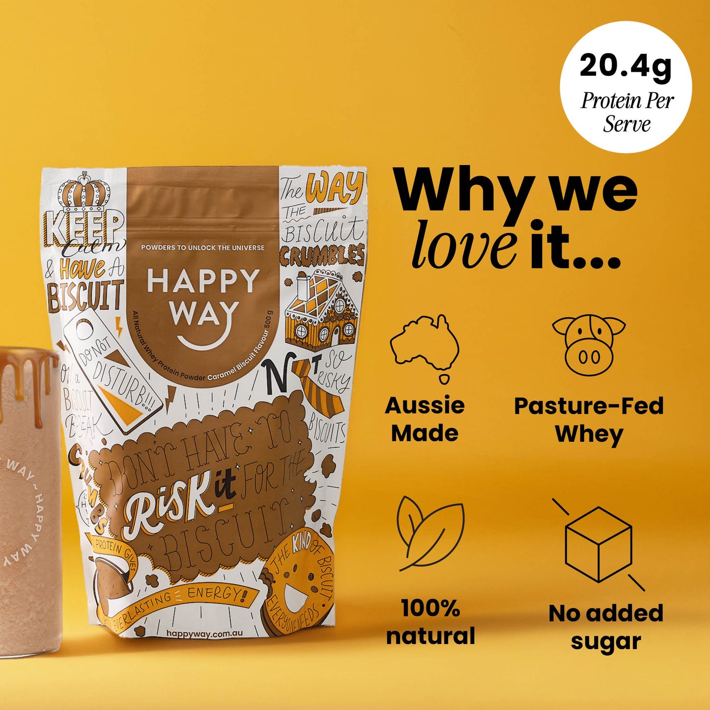 Caramel Biscuit Whey Protein Powder 500g