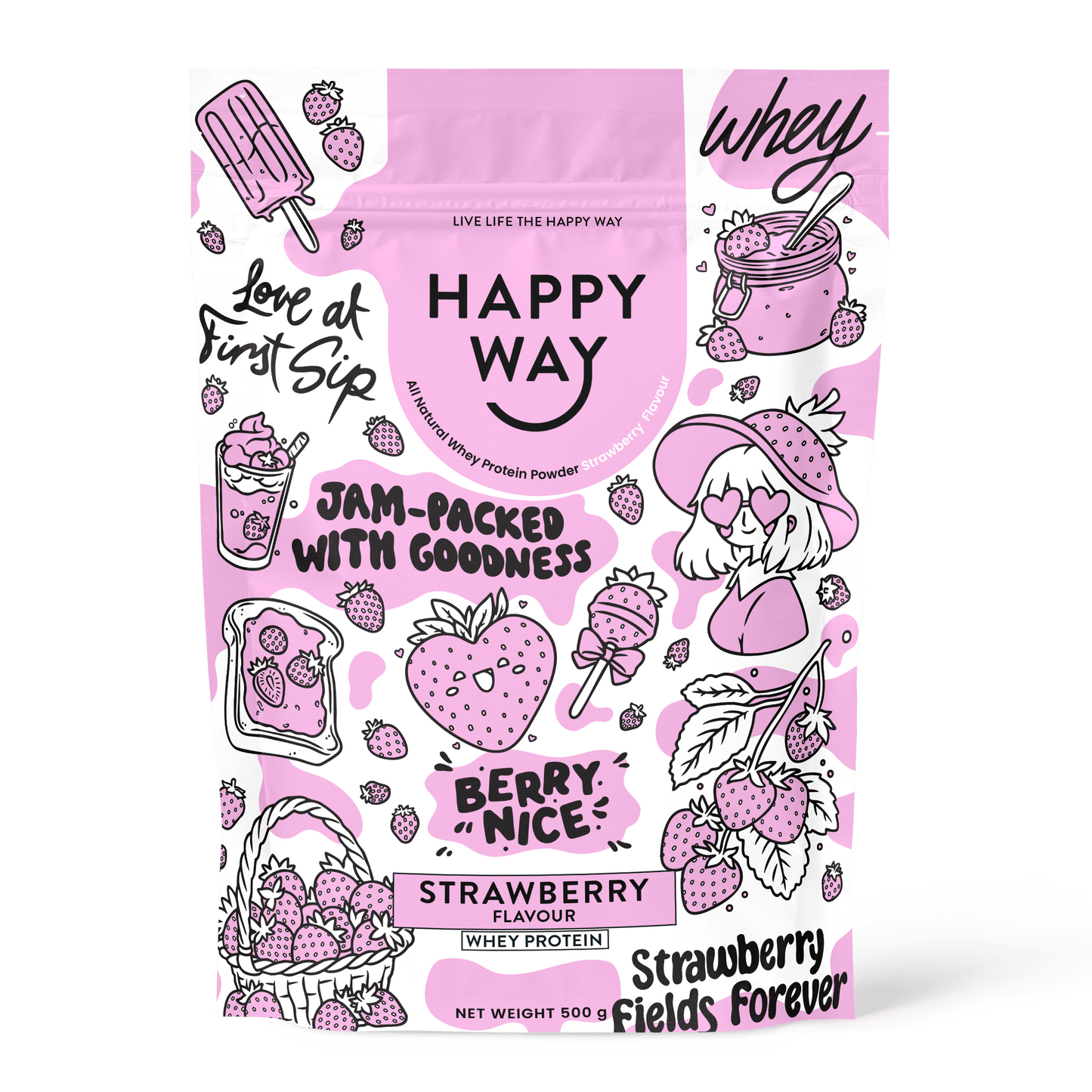 Strawberry Whey Protein Powder 500g